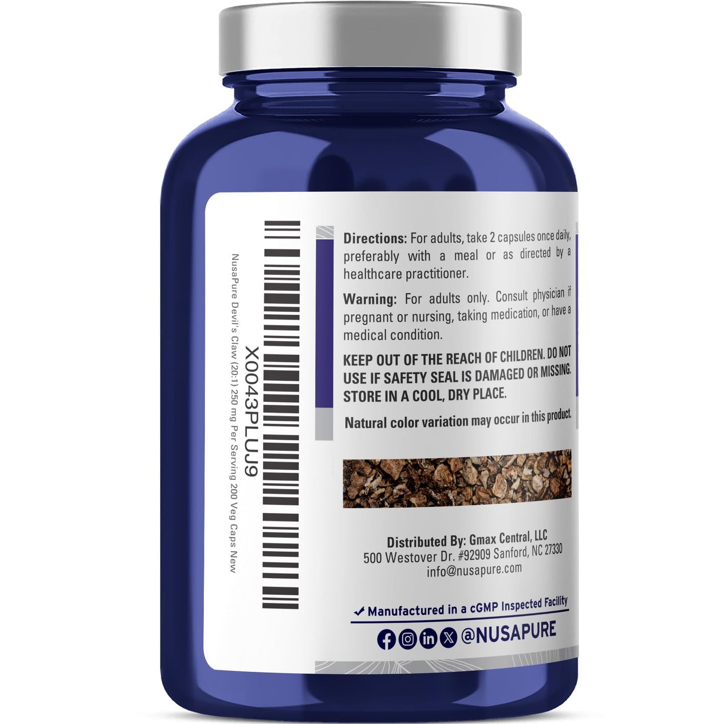 NusaPure Devil's Claw 250mg Veggie Capsules, 200 Count