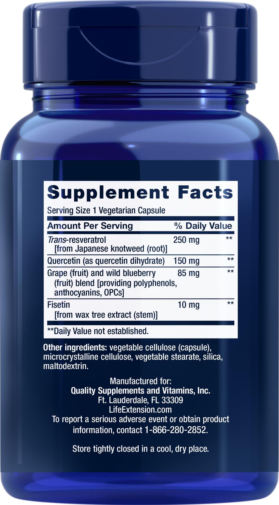 Life Extension Optimized Resveratrol Capsule, 180 Capsules