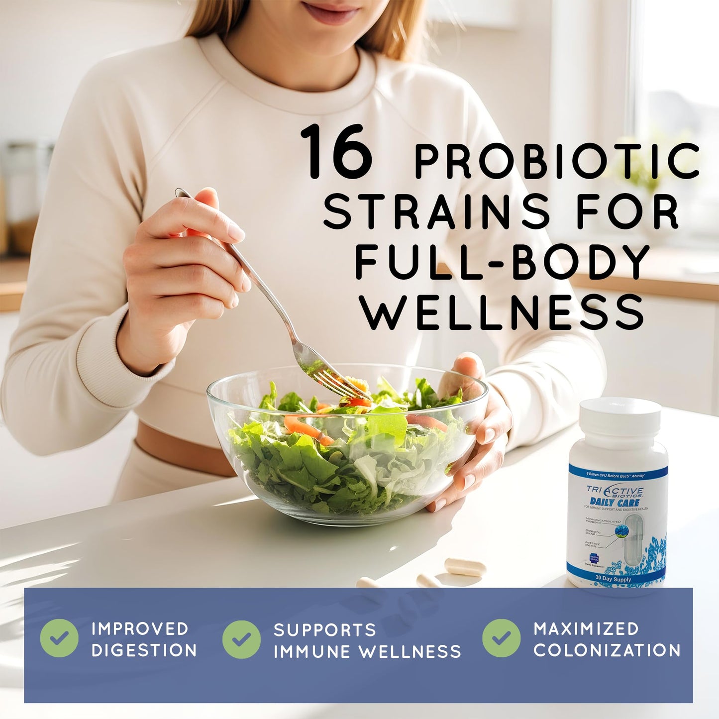 Essential Source TriActive Biotics Daily Care Probiotics for Women and Men, 6 Billion CFU with Prebiotic Blend, Daily Digestive and Immune Support Gut Health Supplement, Capsules, 30 Count