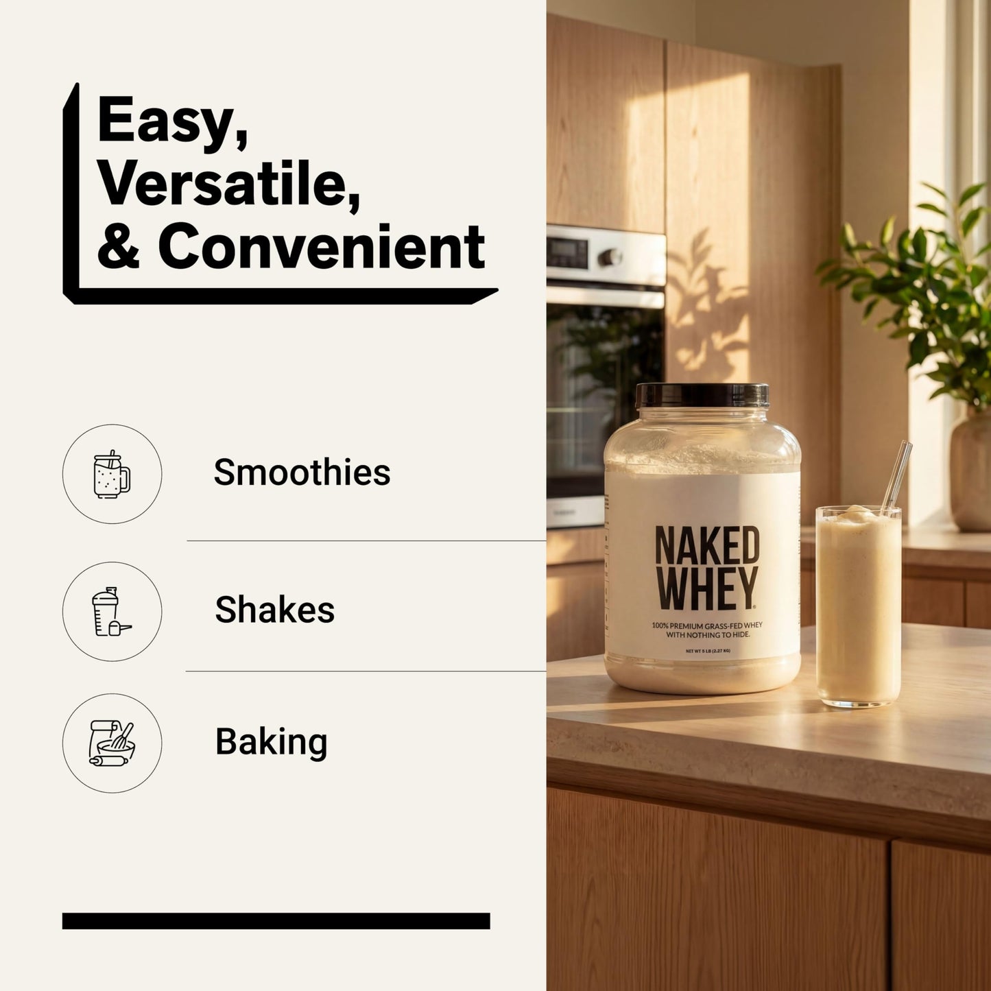 NAKED Whey Protein Powder, 5 lb, 80 Servings