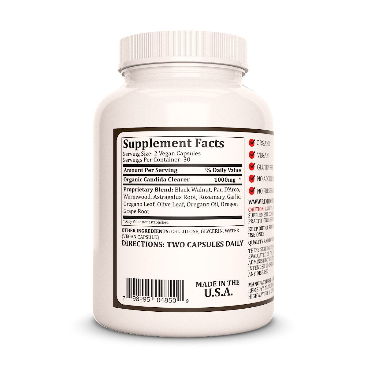 Remedy’s Nutrition Candida Clearer Capsule 60 Count