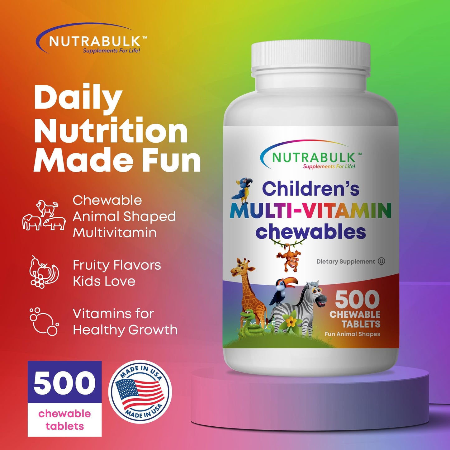 NutraBulk Children's Chewable Multi-Vitamins Tablet 500
