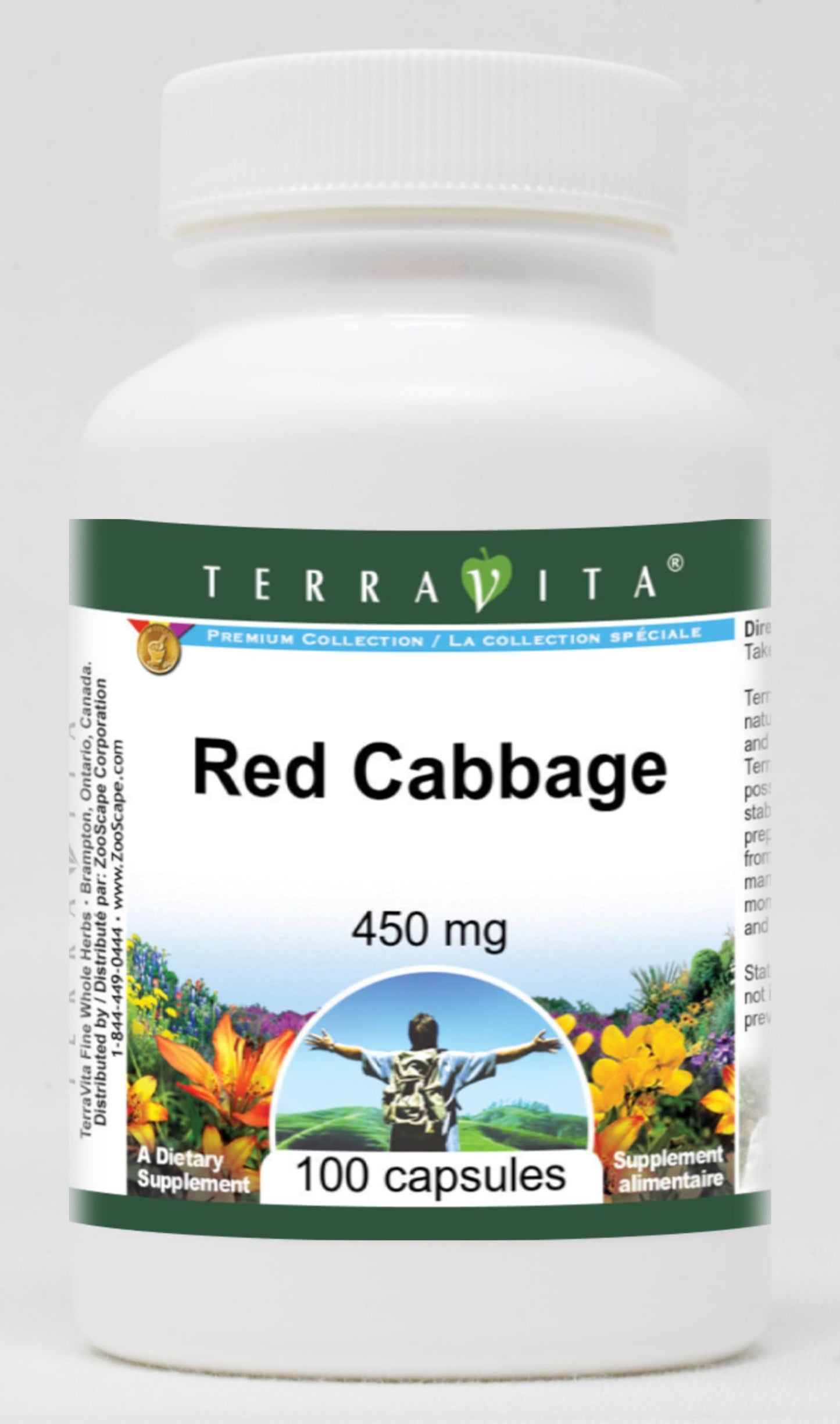 Terravita Red Cabbage 450 mg Capsules, 100 Count