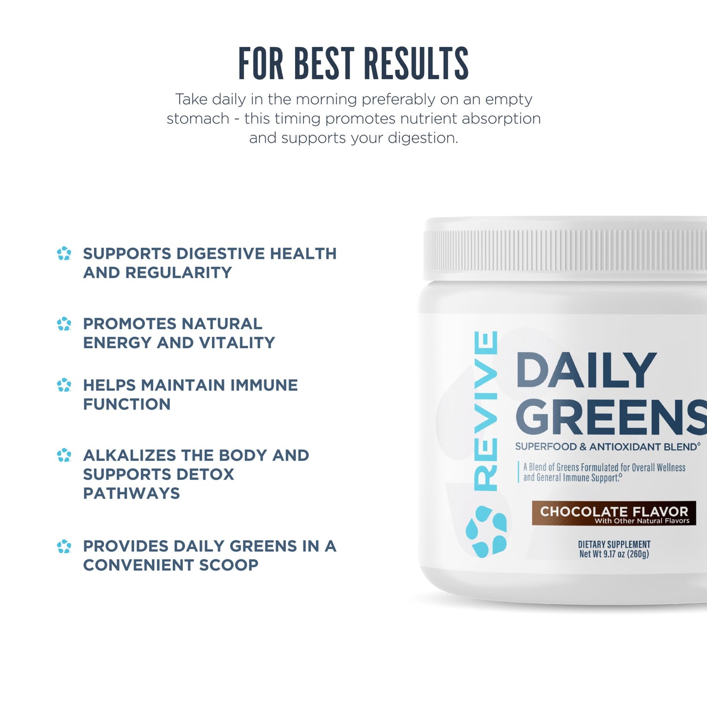 Revive Daily Greens Powder, Chocolate, 9.17 oz