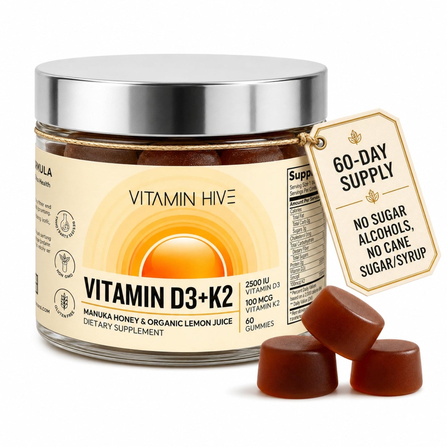 Vitamin Hive D3 + K2 Gummies, 60 Count