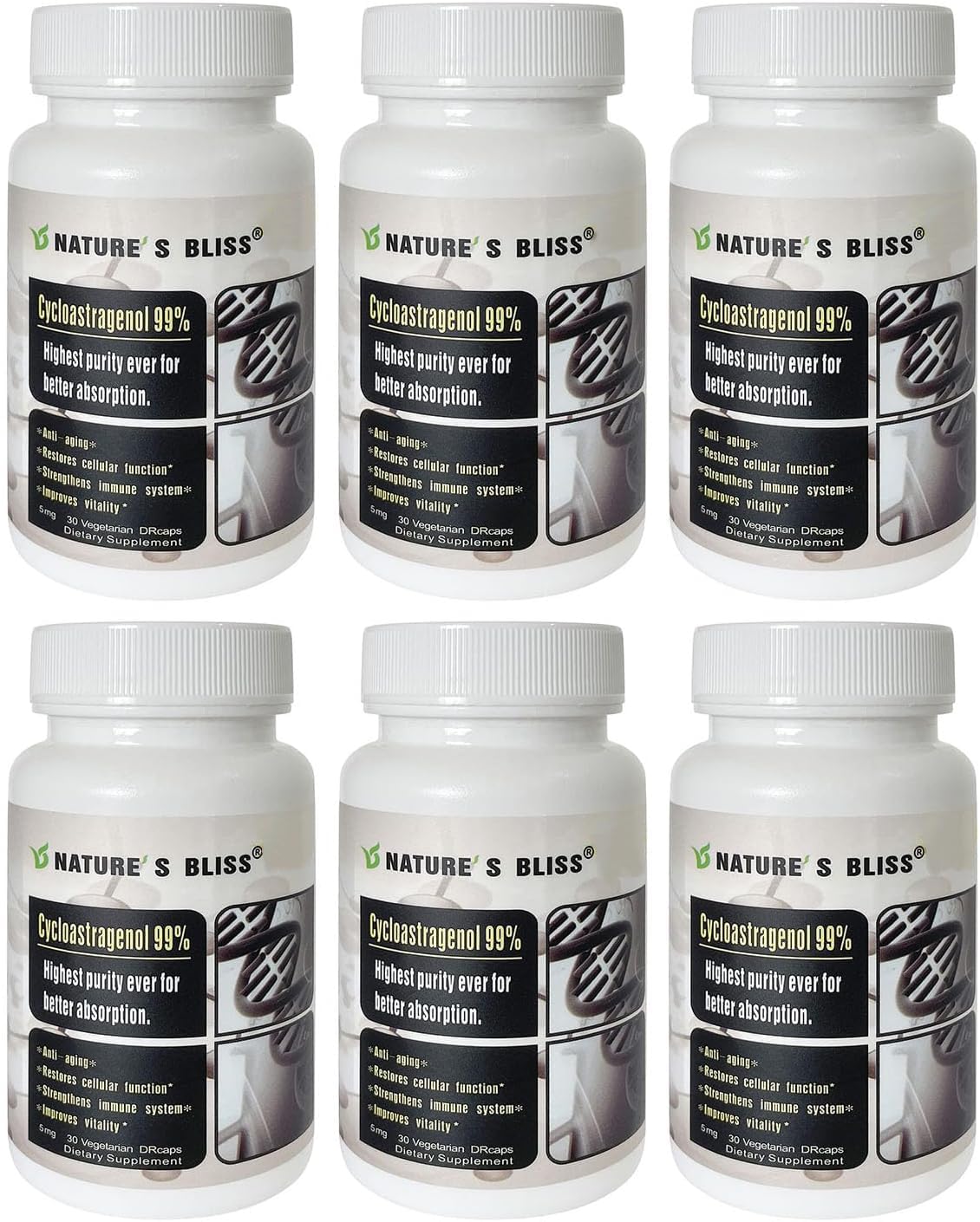 Nature'sbliss Stomach Acid Protected & Super-Absorption Cycloastragenol 99%, 5mg, 180 Capsules