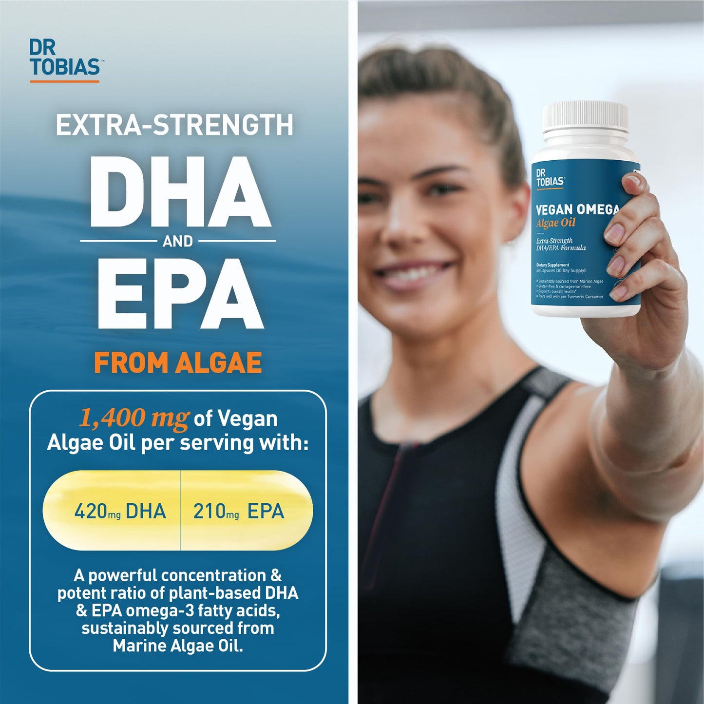 Dr. Tobias Omega 3 Algae Oil Turmeric Curcumin Powder