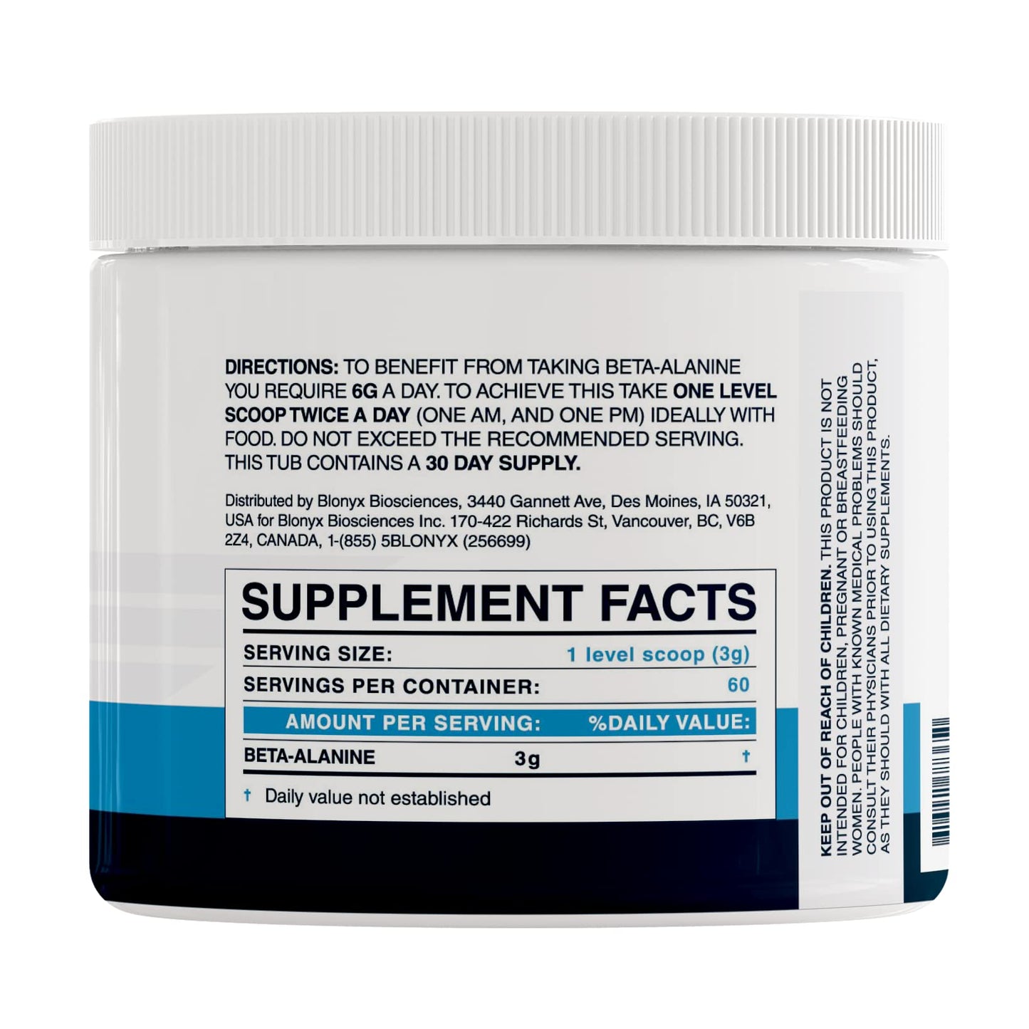 Blonyx Beta-Alanine Supplement Powder 6.35 oz