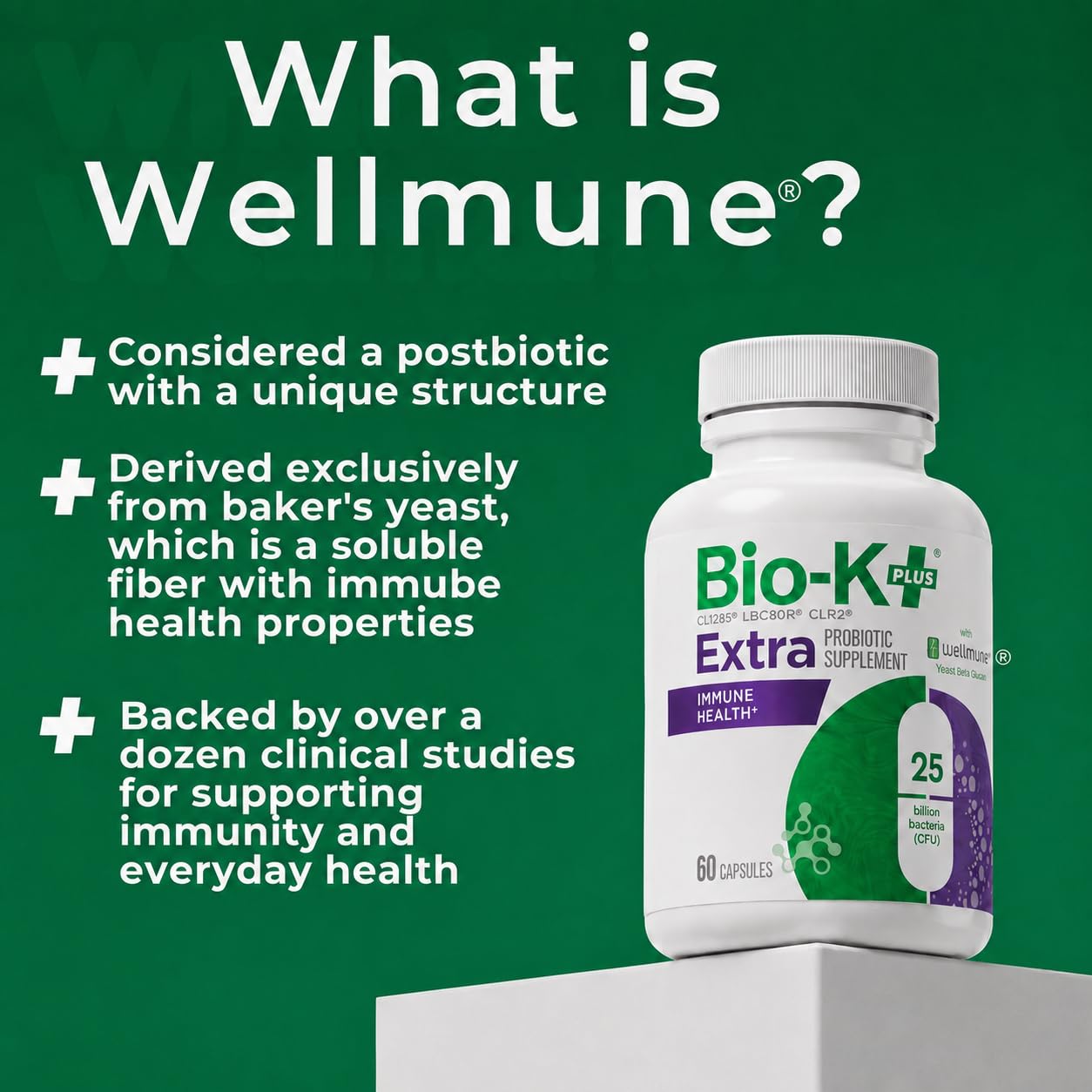 Bio-K Plus Probiotic for Immune Health with Wellmune® Delayed Release Probiotic Supplement Immune & Digestive System, 60 Capsules