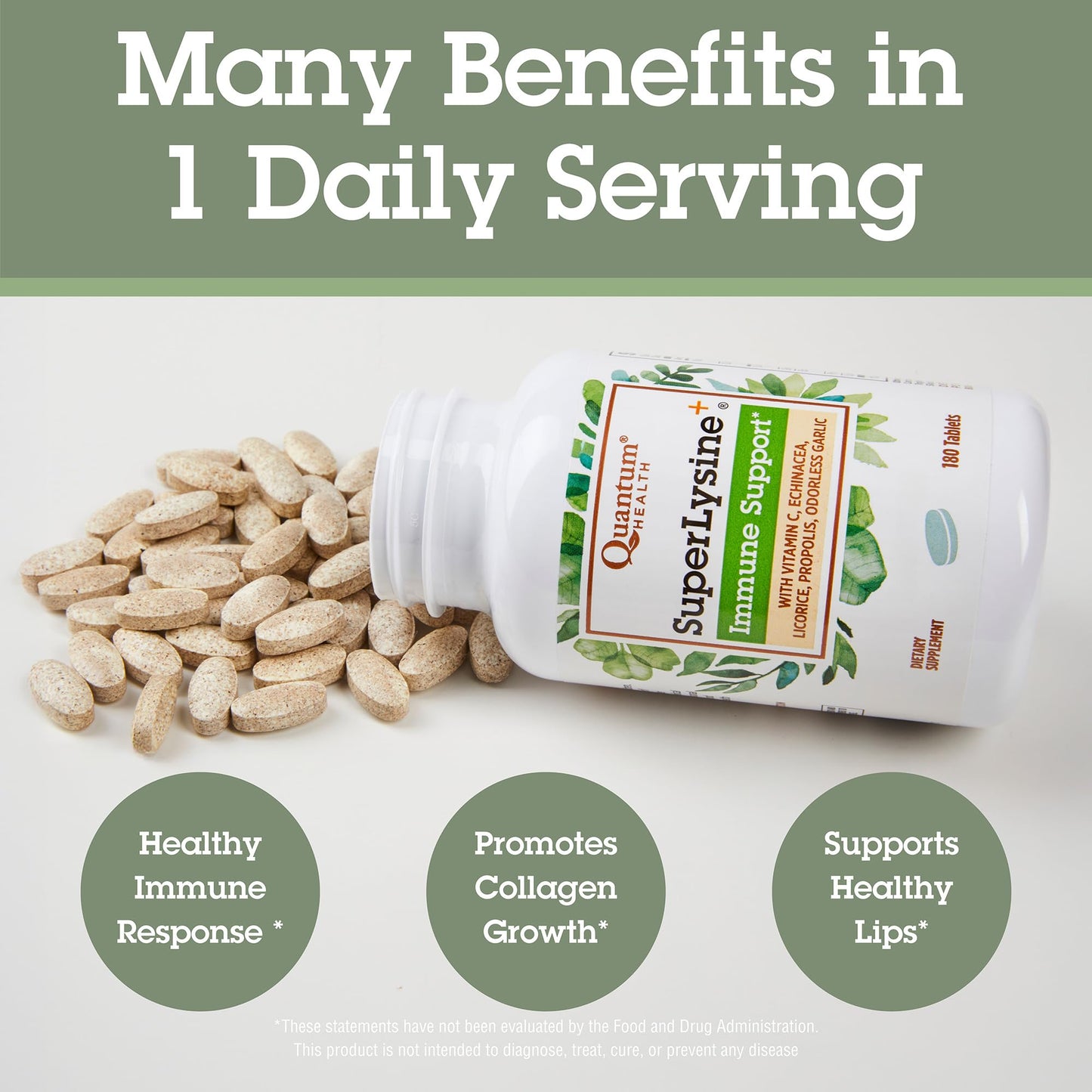 Quantum SuperLysine+ 1500mg L-lysine Immune Support 180 Tablets