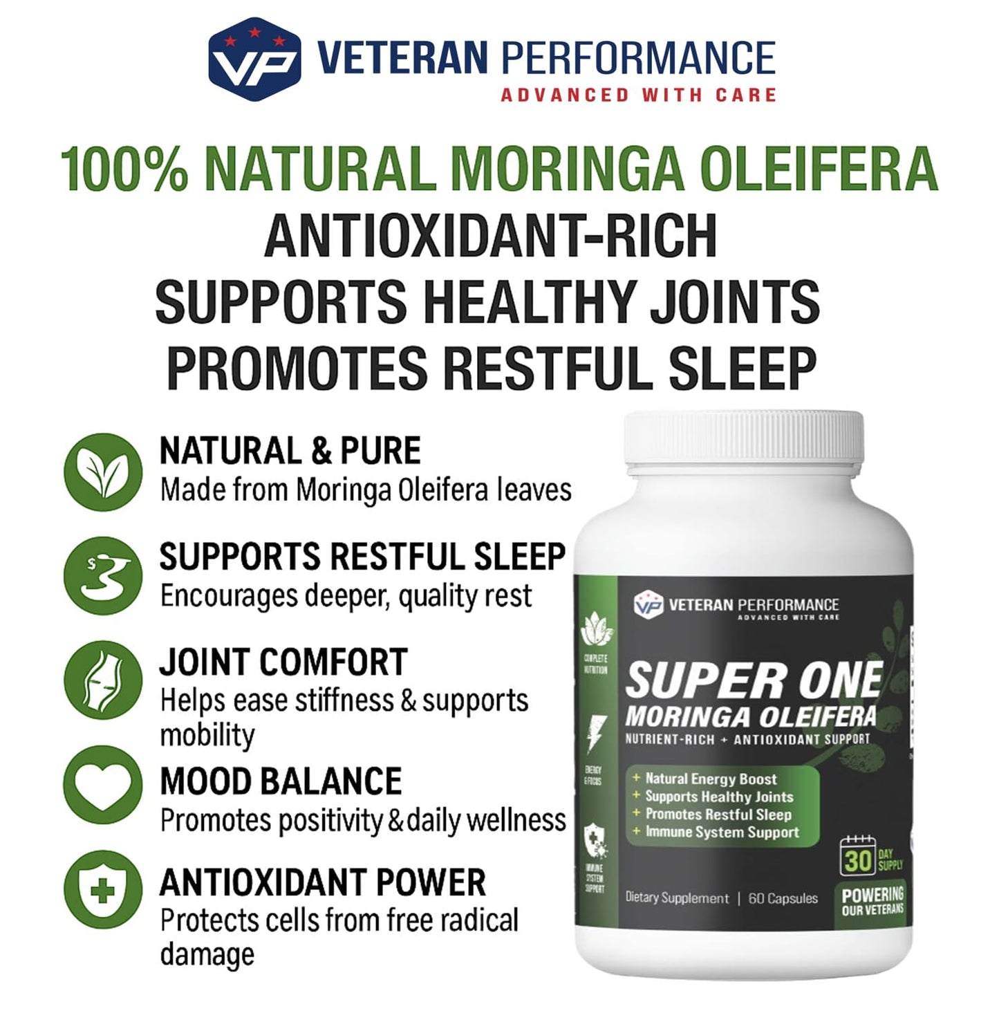 Veteran Performance Super One Moringa Oleifera Capsules, 60 Count