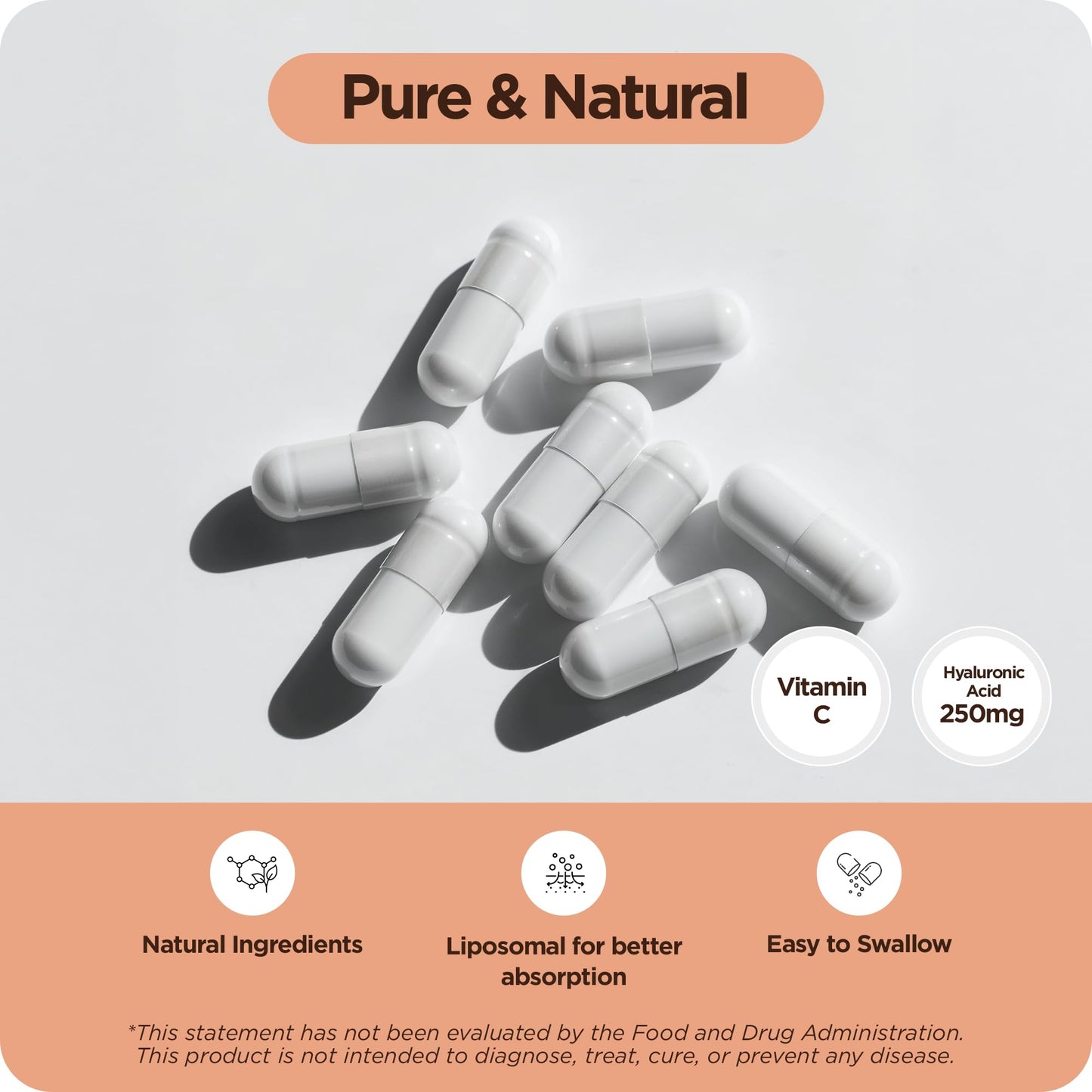 Balancebreens Hyaluronic Acid Supplement 250mg with Vitamin C 50mg, 240 Capsules