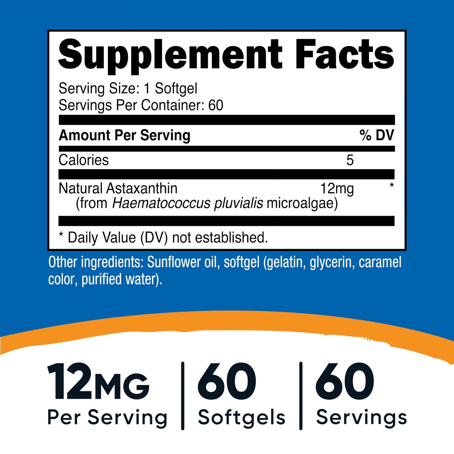 Nutricost Astaxanthin 12mg Softgels, 60 Count