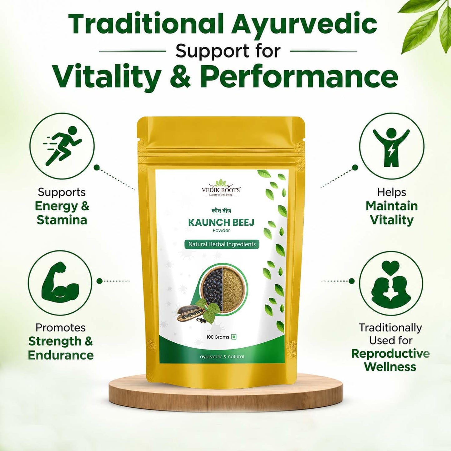 VEDIKROOTS Kaunch Beej Powder 3.5274 oz