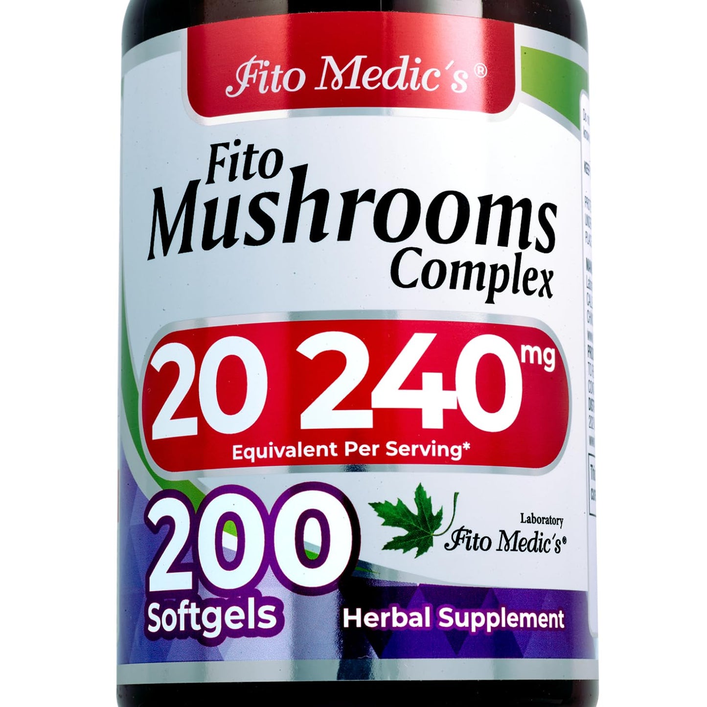 FITO MEDIC'S Lab Mushroom Complex Supplement 18 Species Blend Softgels 200