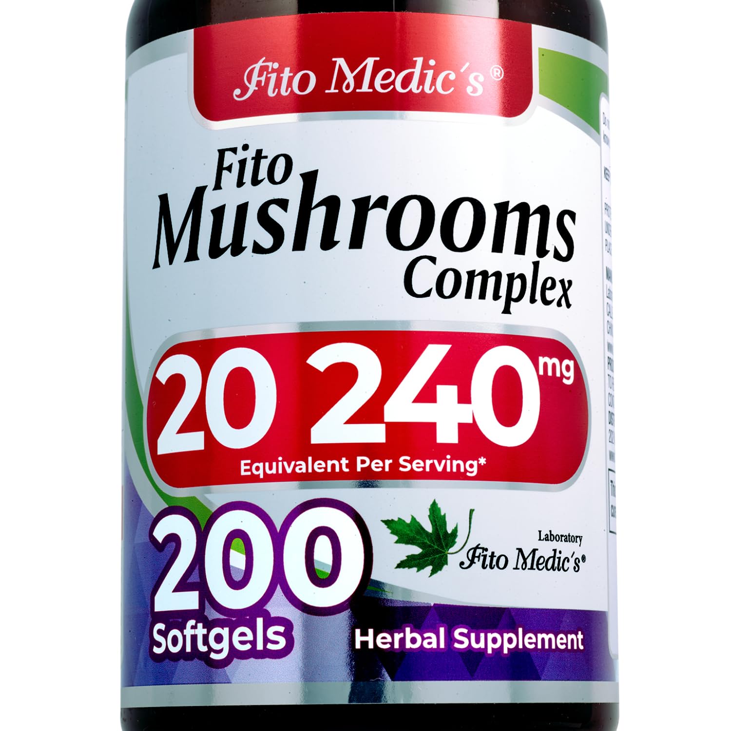 FITO MEDIC'S Lab Mushroom Complex Supplement 18 Species Blend Softgels 200