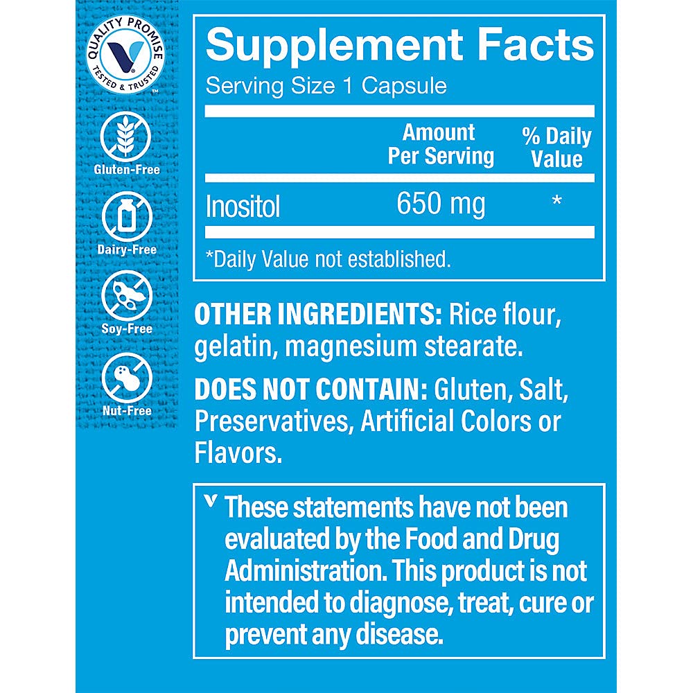 The Vitamin Shoppe Inositol 650MG Capsule, 300 Count