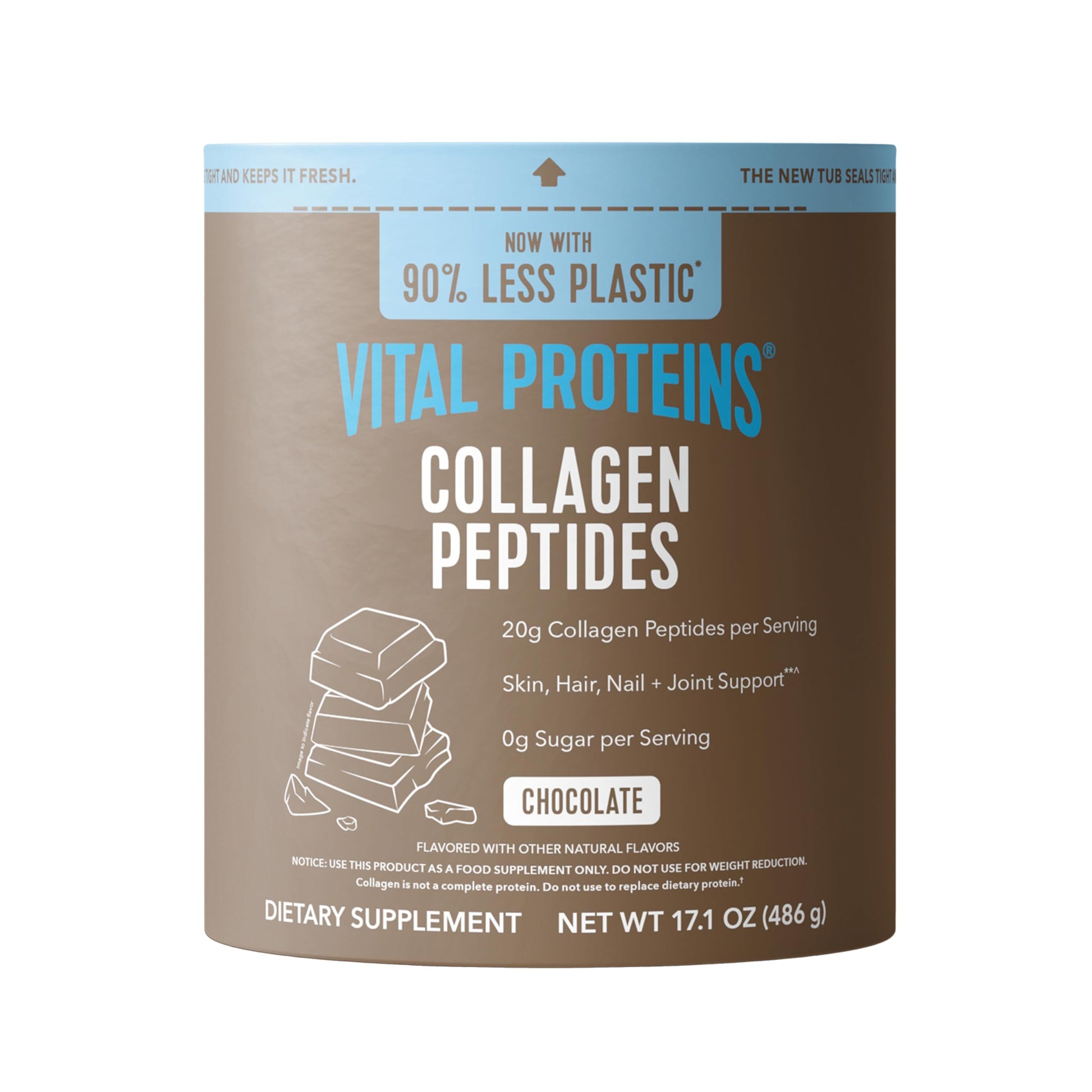 Vital Proteins Grass Fed Collagen Powder (Type I, III) Chocolate Flavor, 17.1 oz