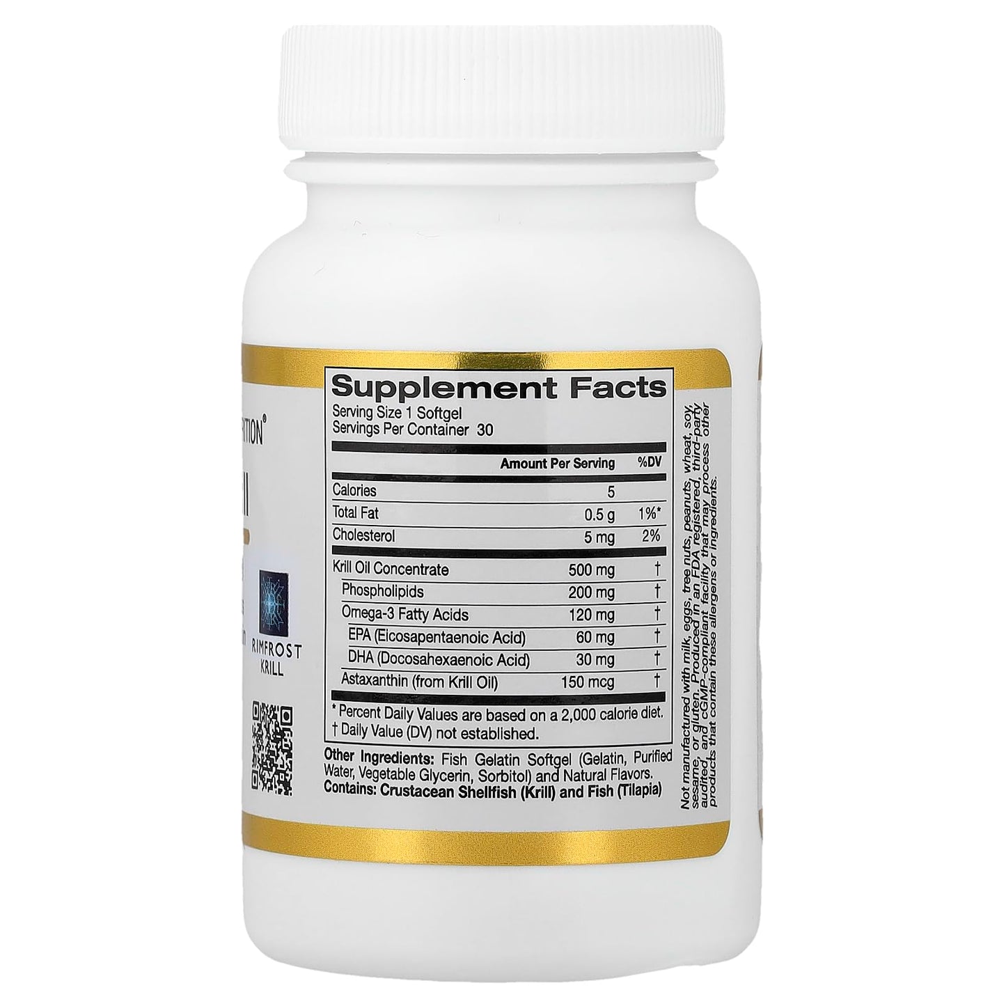 California Gold Nutrition Antarctic Krill Oil Softgels 30