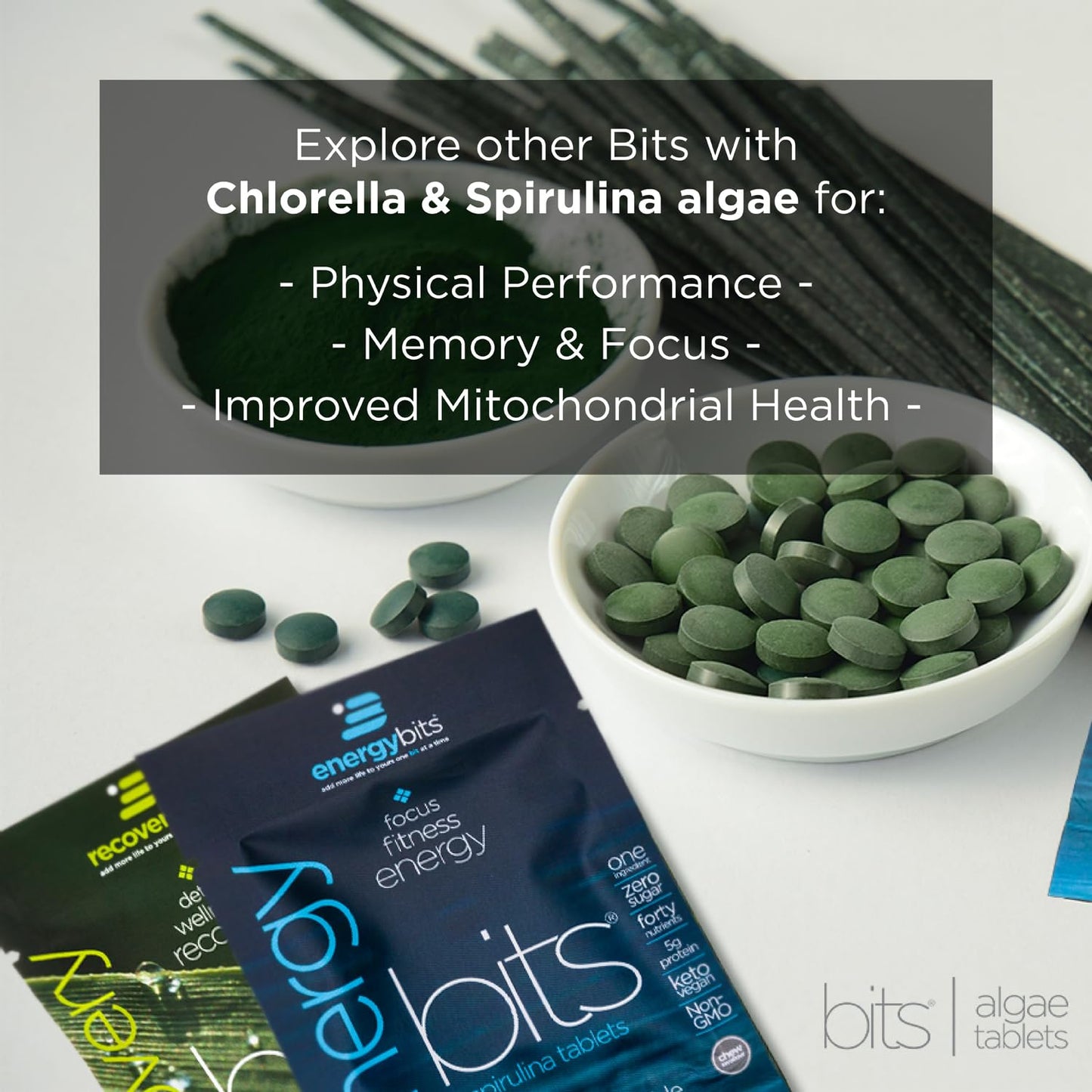 ENERGYBITS VITALITYbits Organic Blended Spirulina & Chlorella 900 Tablets