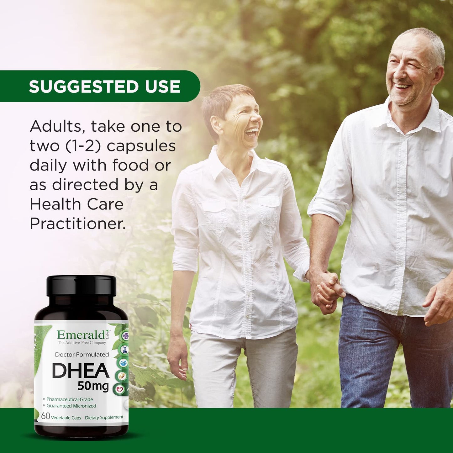 Emerald Laboratories DHEA 50mg Adrenal Support Supplement to Help Hormone Balance 60 Capsules