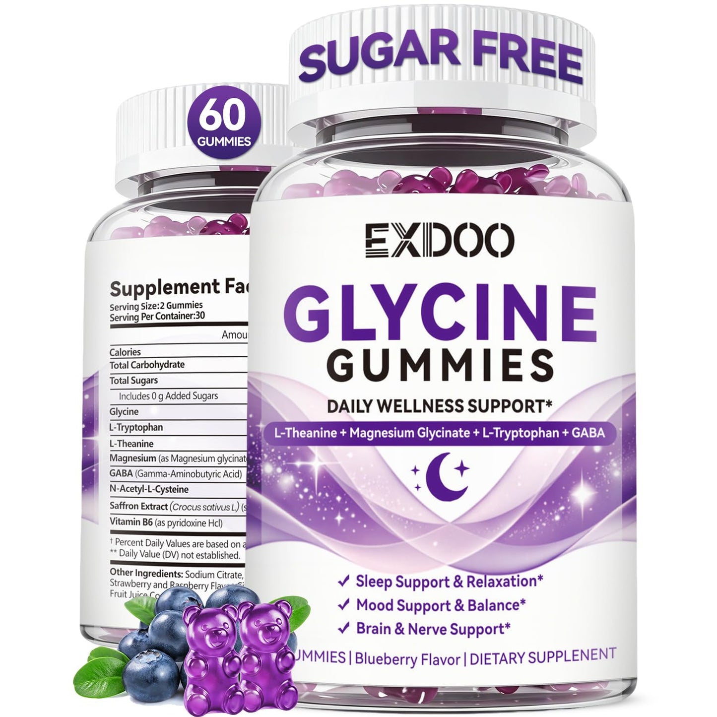exdoo Glycine 3g Gummies for Sleep 60 Count