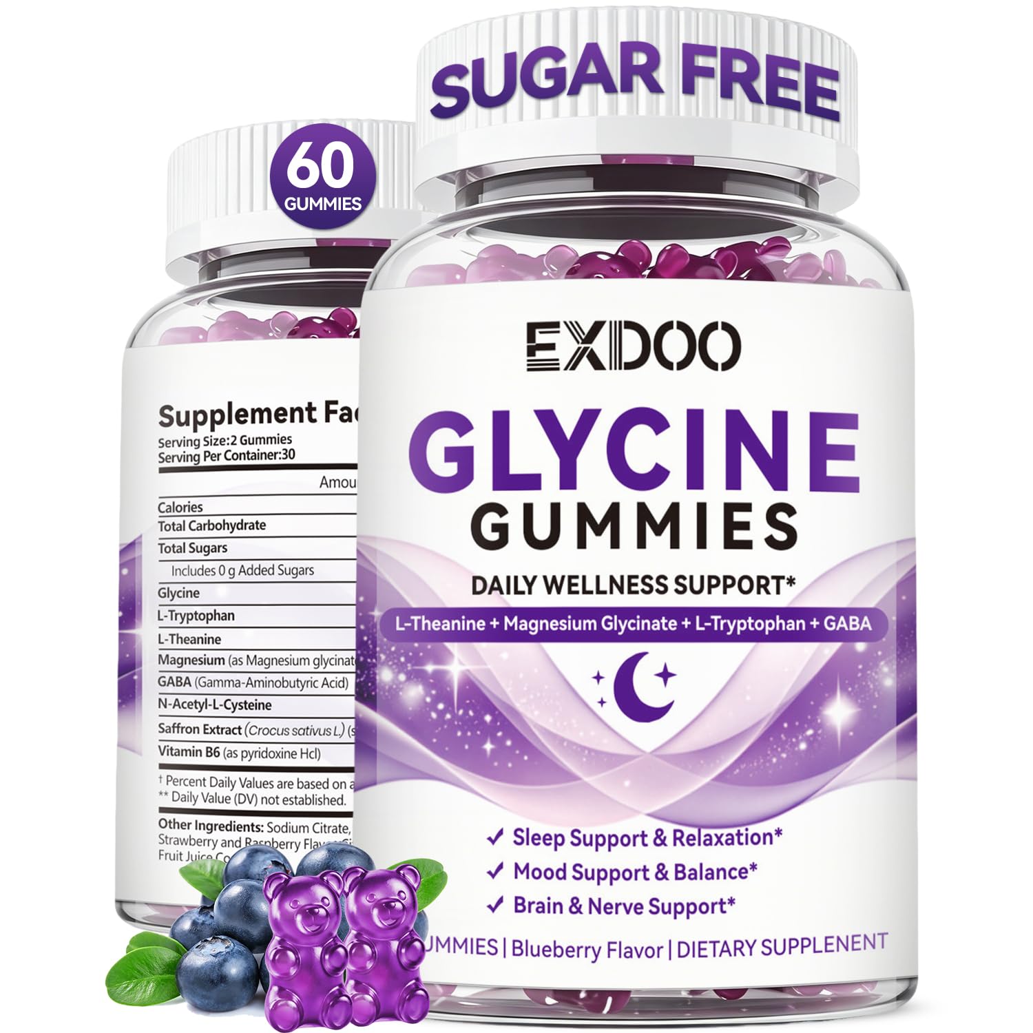 exdoo Glycine 3g Gummies for Sleep 60 Count