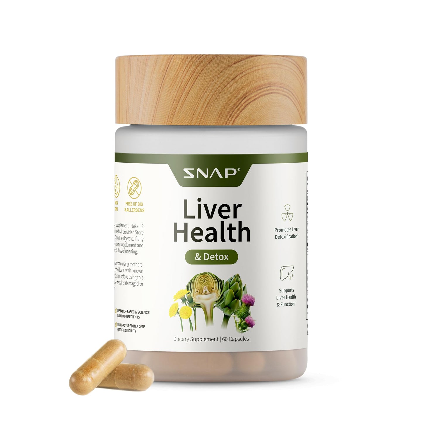 Snap Supplements Milk Thistle Silymarin Liver Support & Detox Capsules, 60 Count