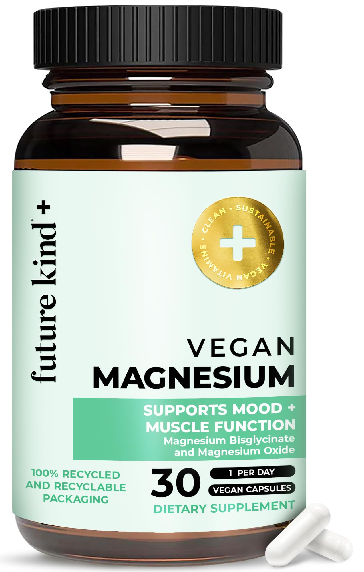 Future Kind 200mg Chelated Magnesium Glycinate Supplement Capsule, 30 Capsules