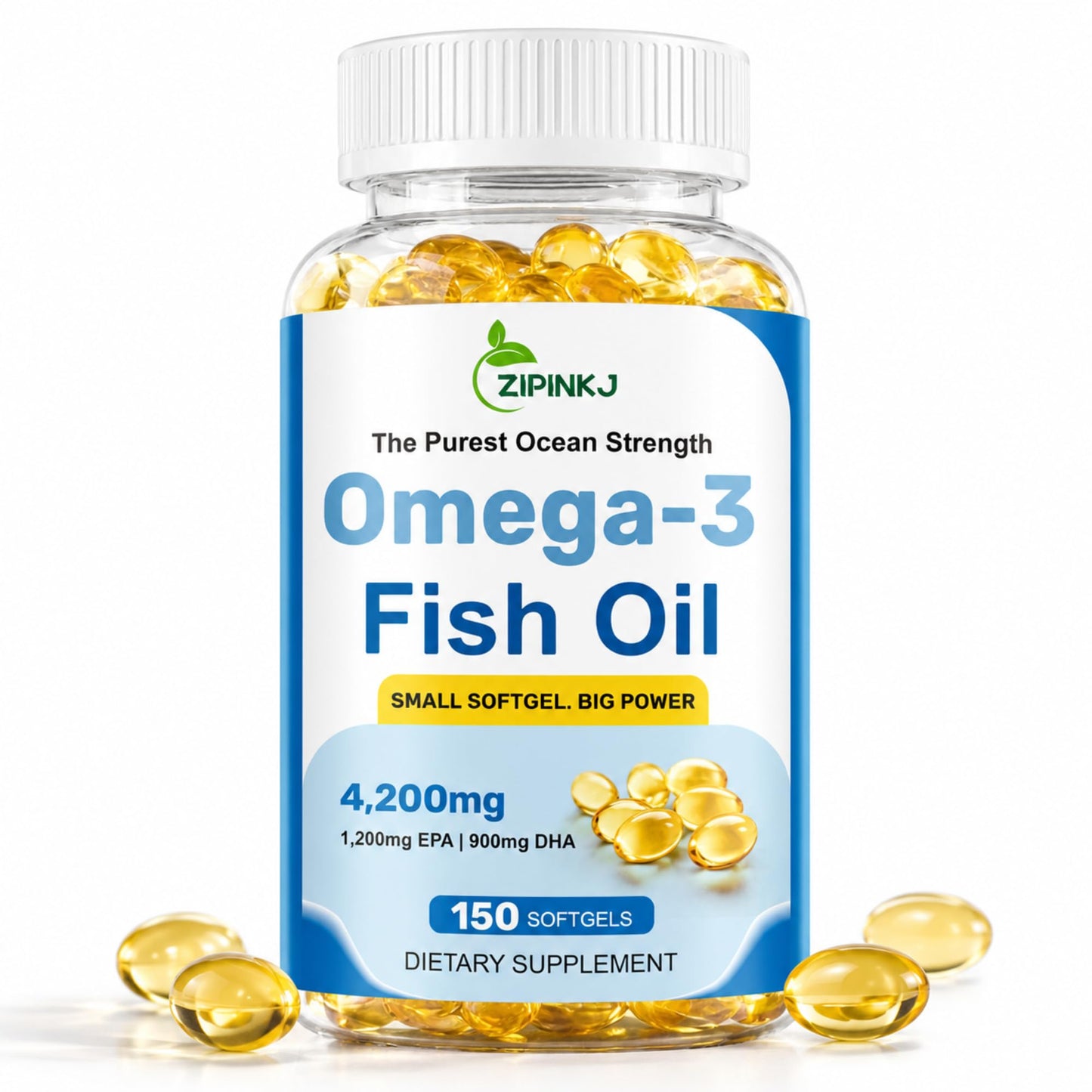ZIPINKJ Omega-3 Fish Oil Supplements Softgel 150 Count