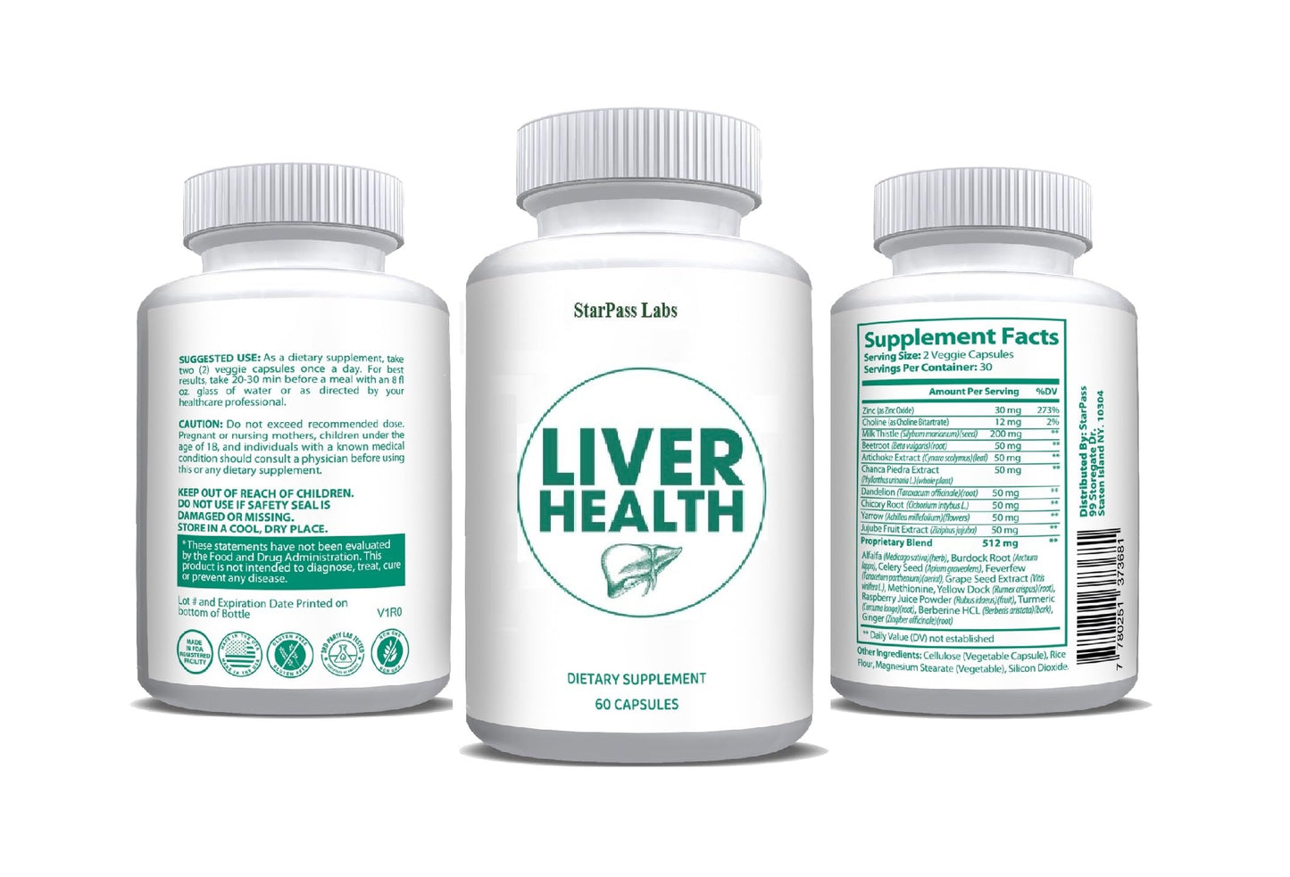 StarPass Labs Liver Health | Liver Detox & Cleansing Repair Formula with Natural Nutrients Vital to Liver, 180 Capsules