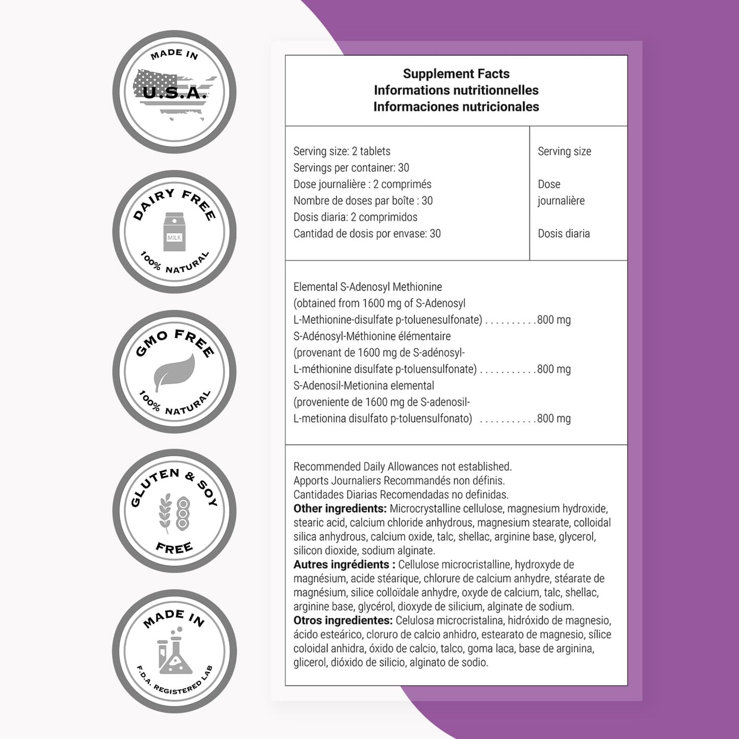 Supersmart SAM-e 400mg Advanced S-Adenosyl Methionine Enteric Coated Tablet, 60 Count