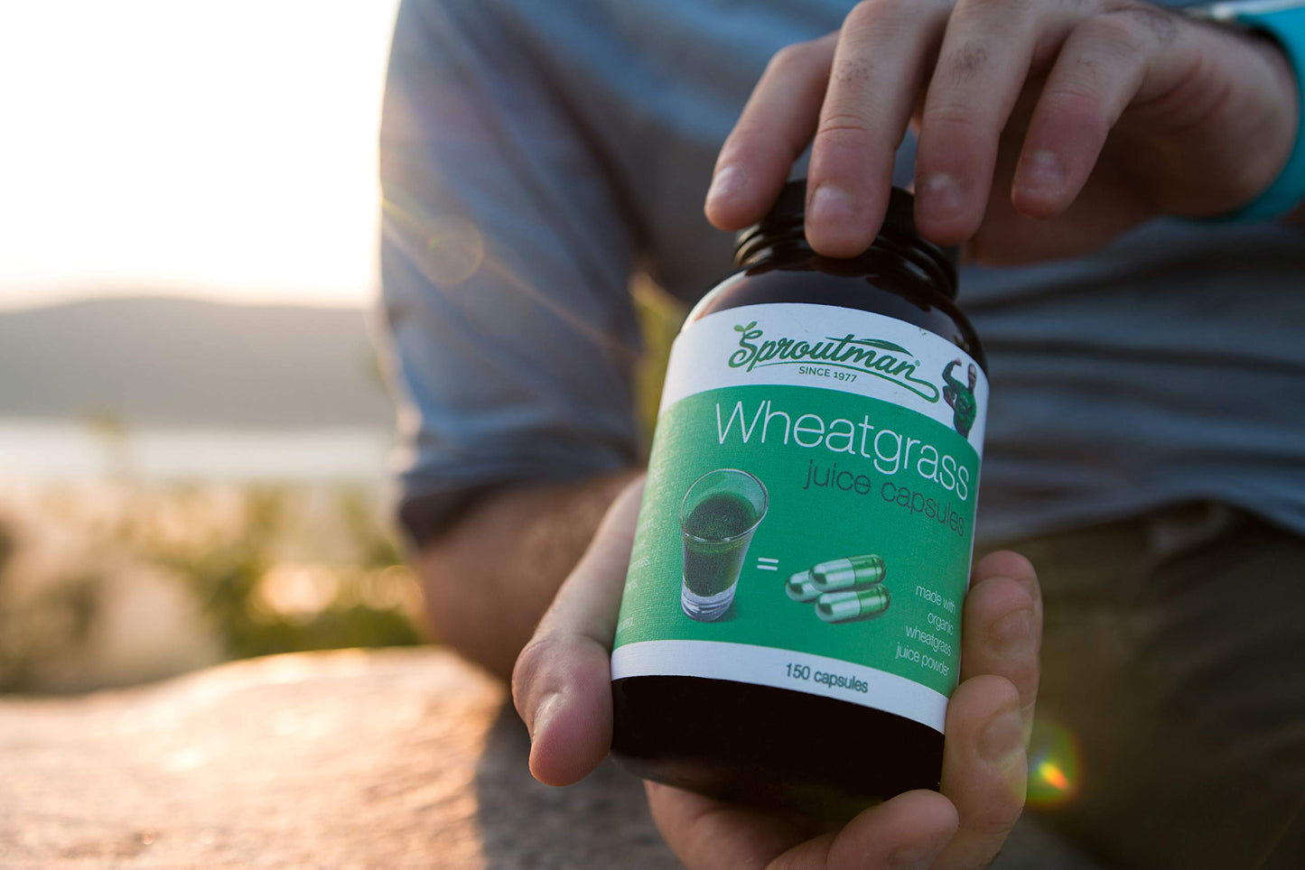 Sproutman Organic Wheatgrass Juice Powder Capsules 150 Capsules