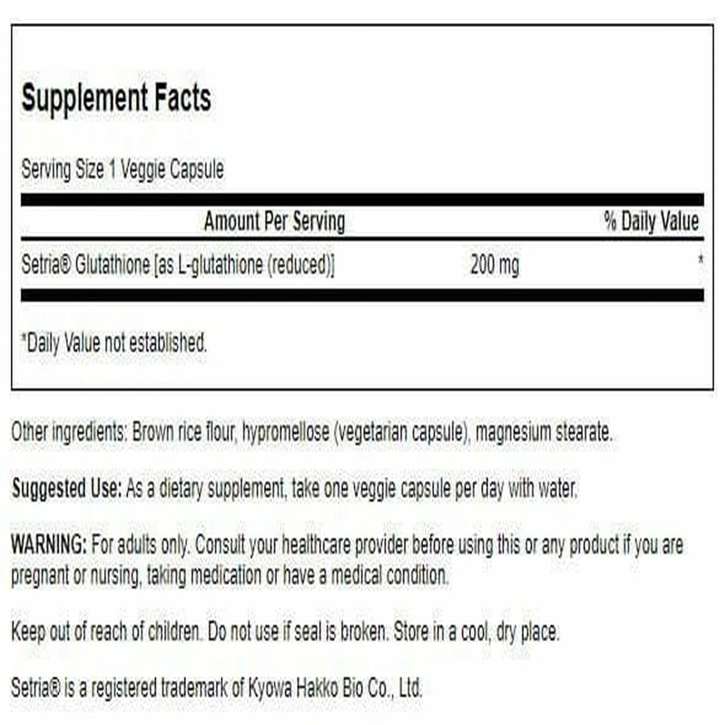 Swanson Amino Acid High Potency L-Glutathione 200 mg Capsules, 60 Count