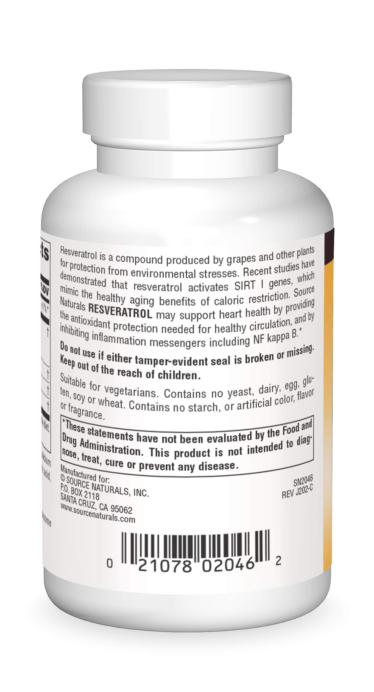 Source Naturals Resveratrol, for Heart and Healthy Aging*, 80mg, 60 Tablets