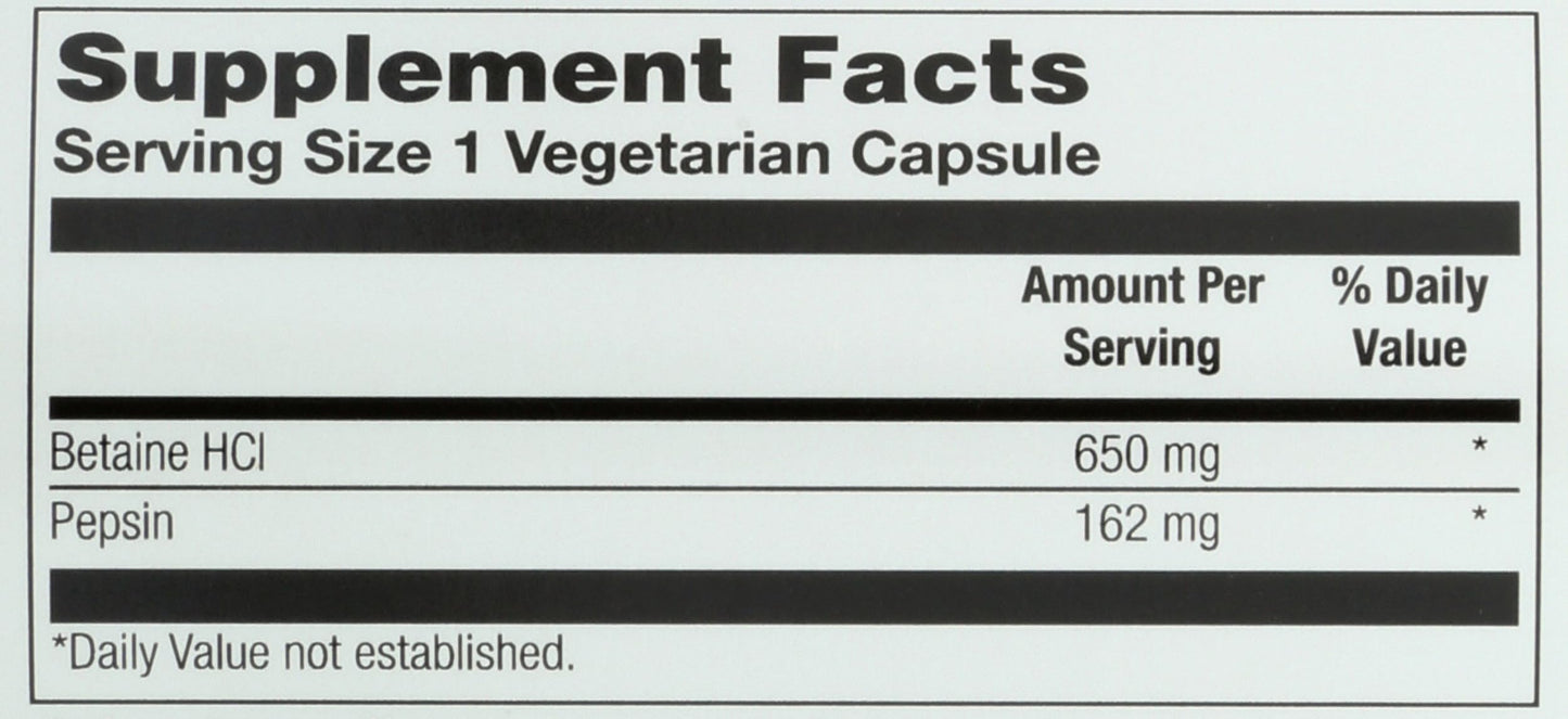 Solaray HCl Pepsin High Potency 650 mg Capsules, 100 Count