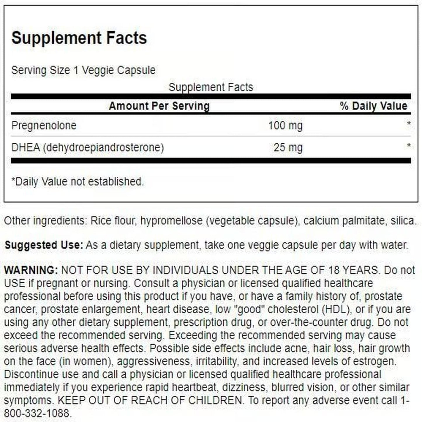 Swanson DHEA and Pregnenolone Complex 120 Capsules