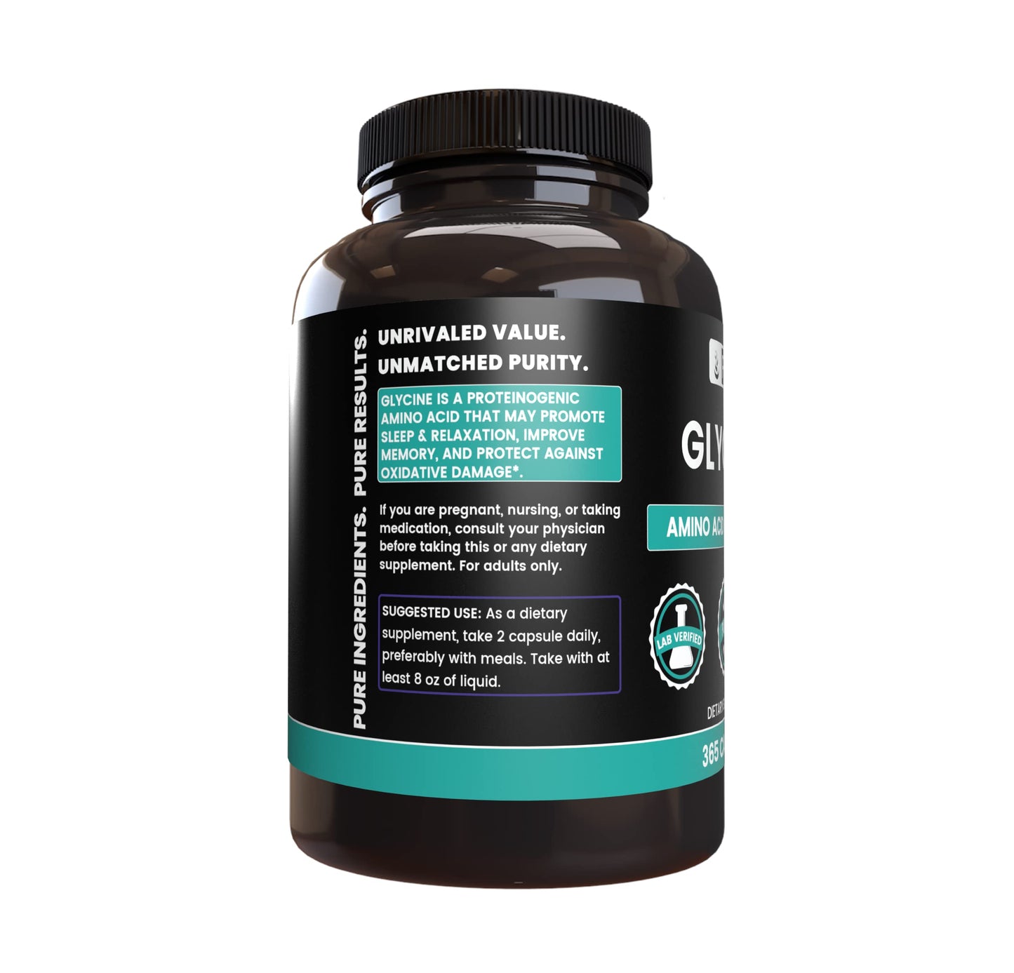 PURE ORIGINAL INGREDIENTS Glycine Capsules 365