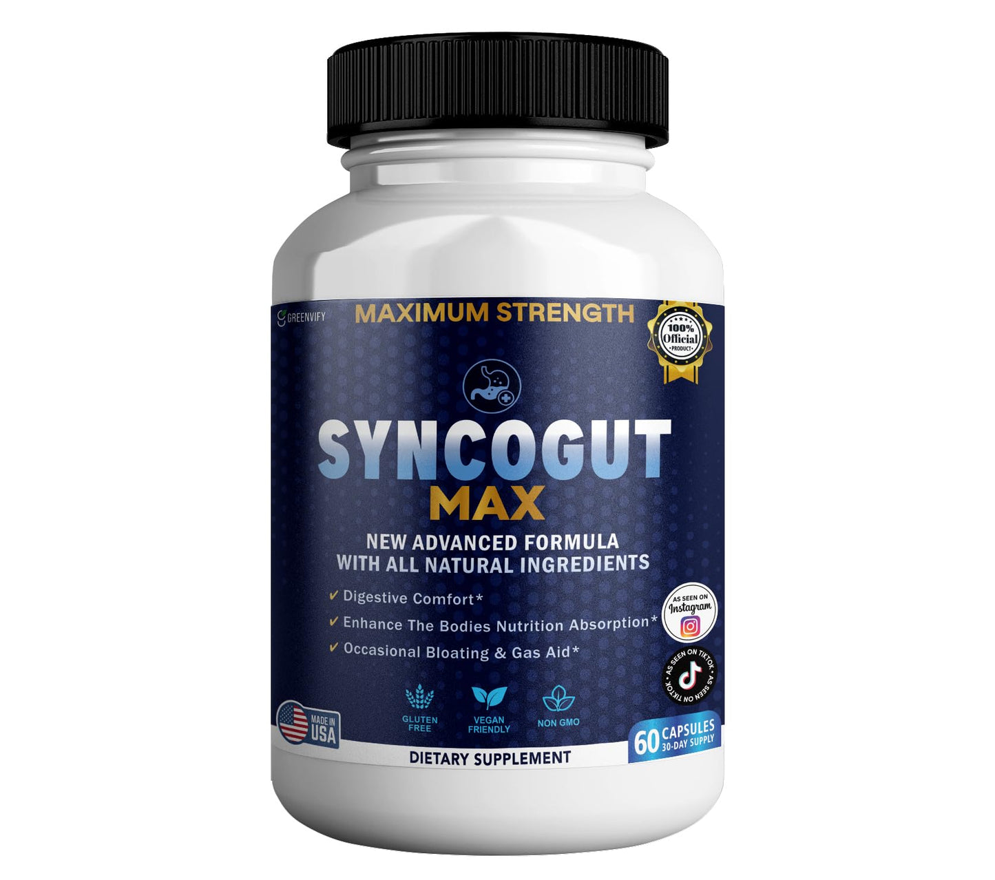 GREENVIFY SyncoGut Max Digestive Enzyme Supplement Capsules 60