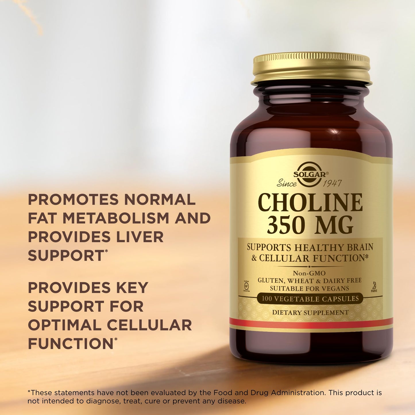 Solgar Choline 350 mg Capsule, 200 Capsules