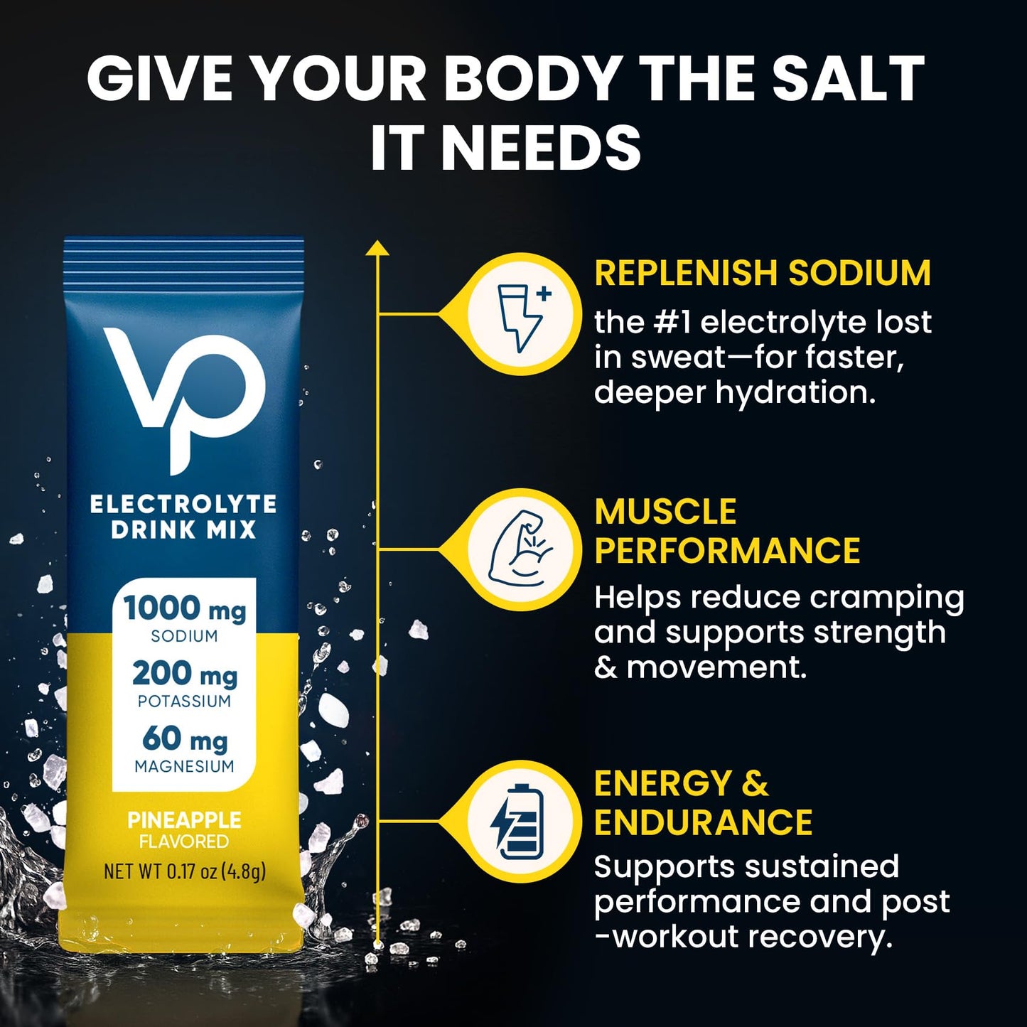 Venture Pal High Sodium Sugar Free Electrolytes Powder Packets, 180 Count