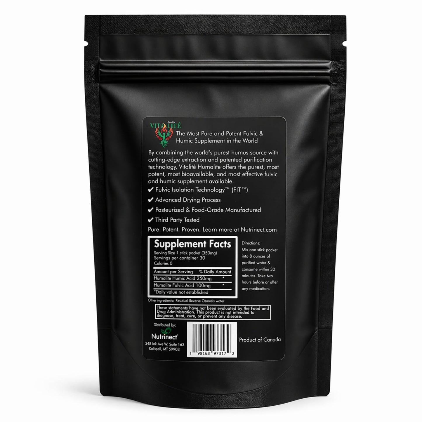 Nutrinect Vitalité Humalite Fulvic and Humic Acid Supplement Powder, 0.4 oz