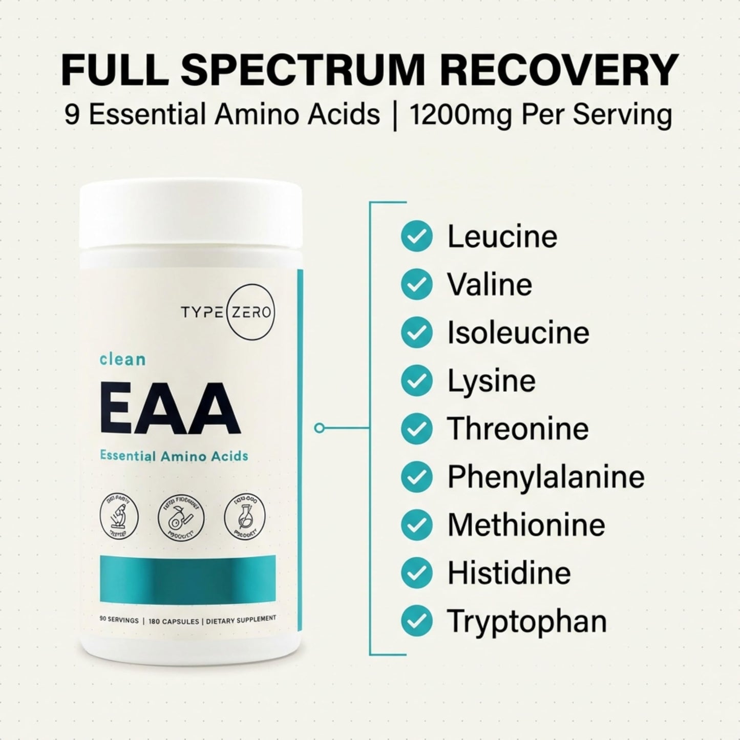 Type Zero Clean EAA (1200mg) Capsules 180 Count