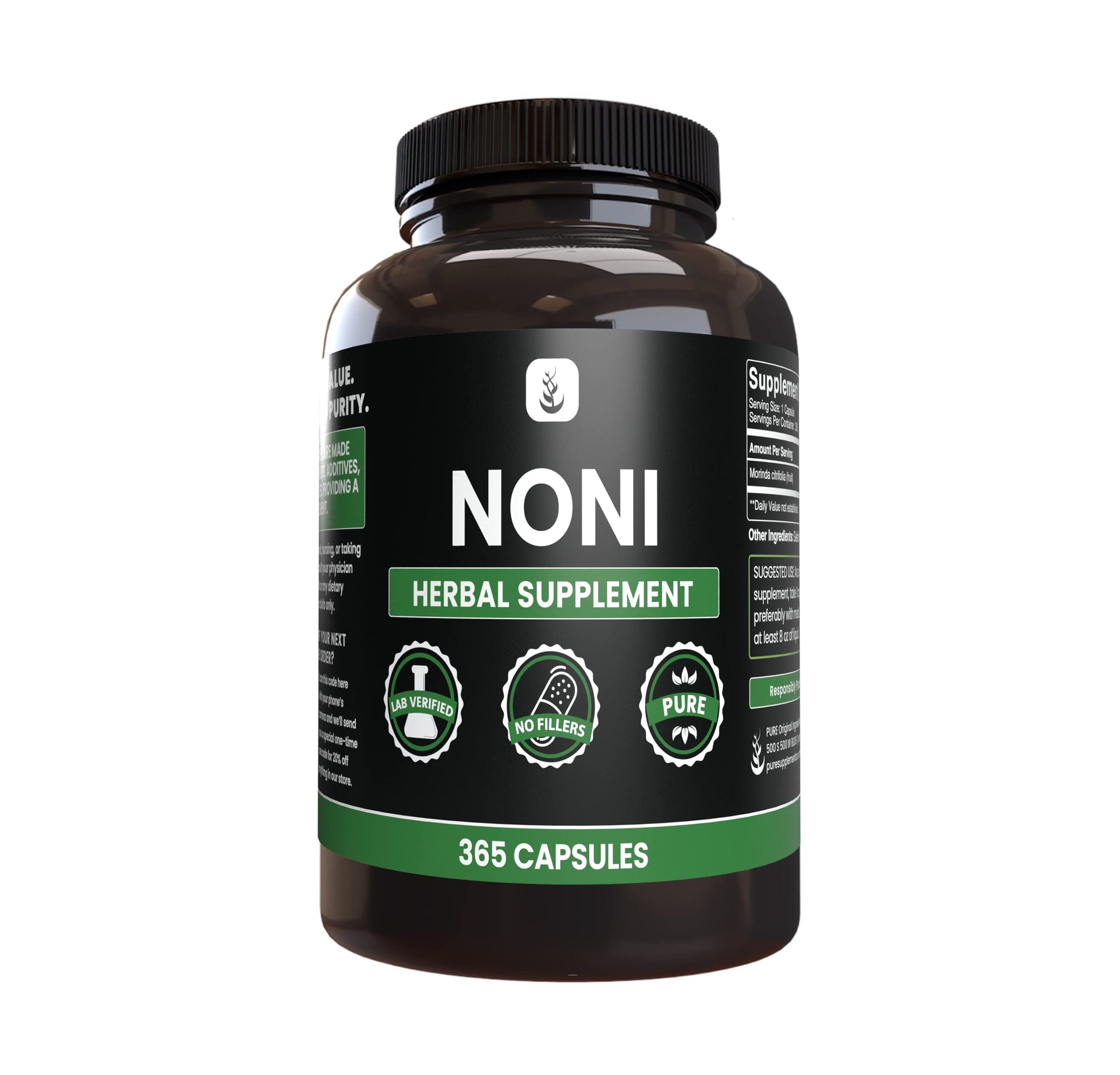 PURE ORIGINAL INGREDIENTS Noni 365 Capsules