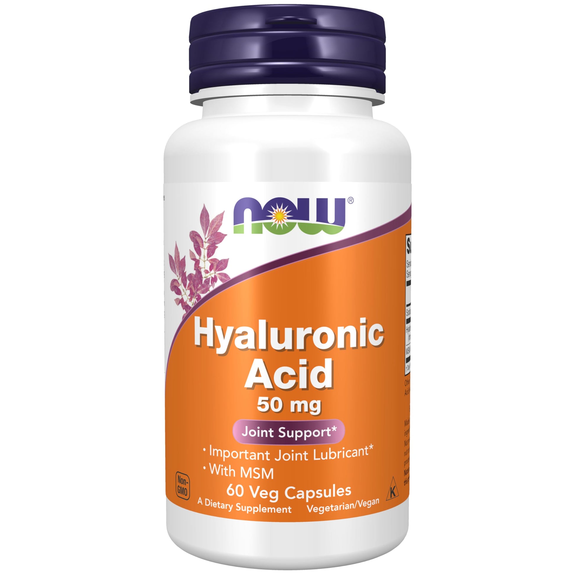 NOW Foods Hyaluronic Acid 50 mg with MSM, Joint Support, Capsule, 60