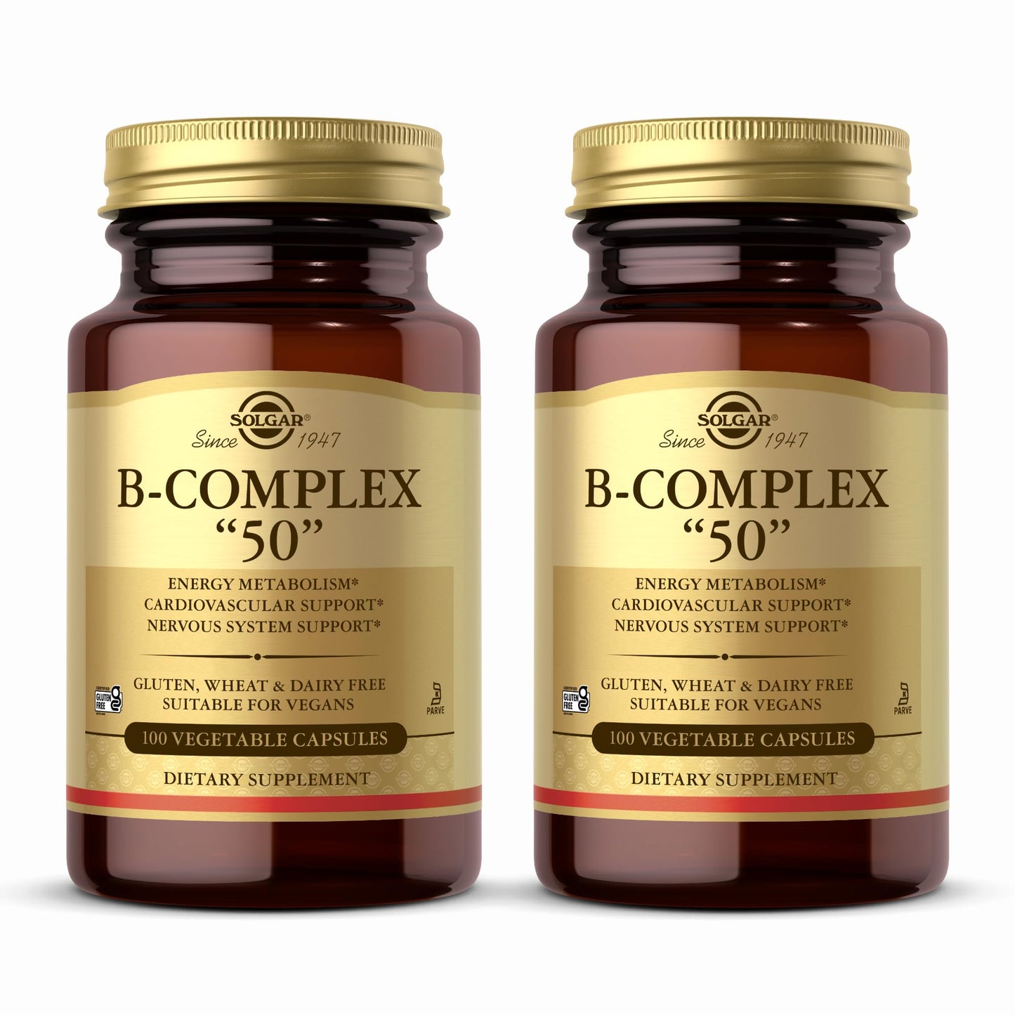 Solgar B-Complex 50 Capsules, 100 Vegetable Capsules (Pack of 2)
