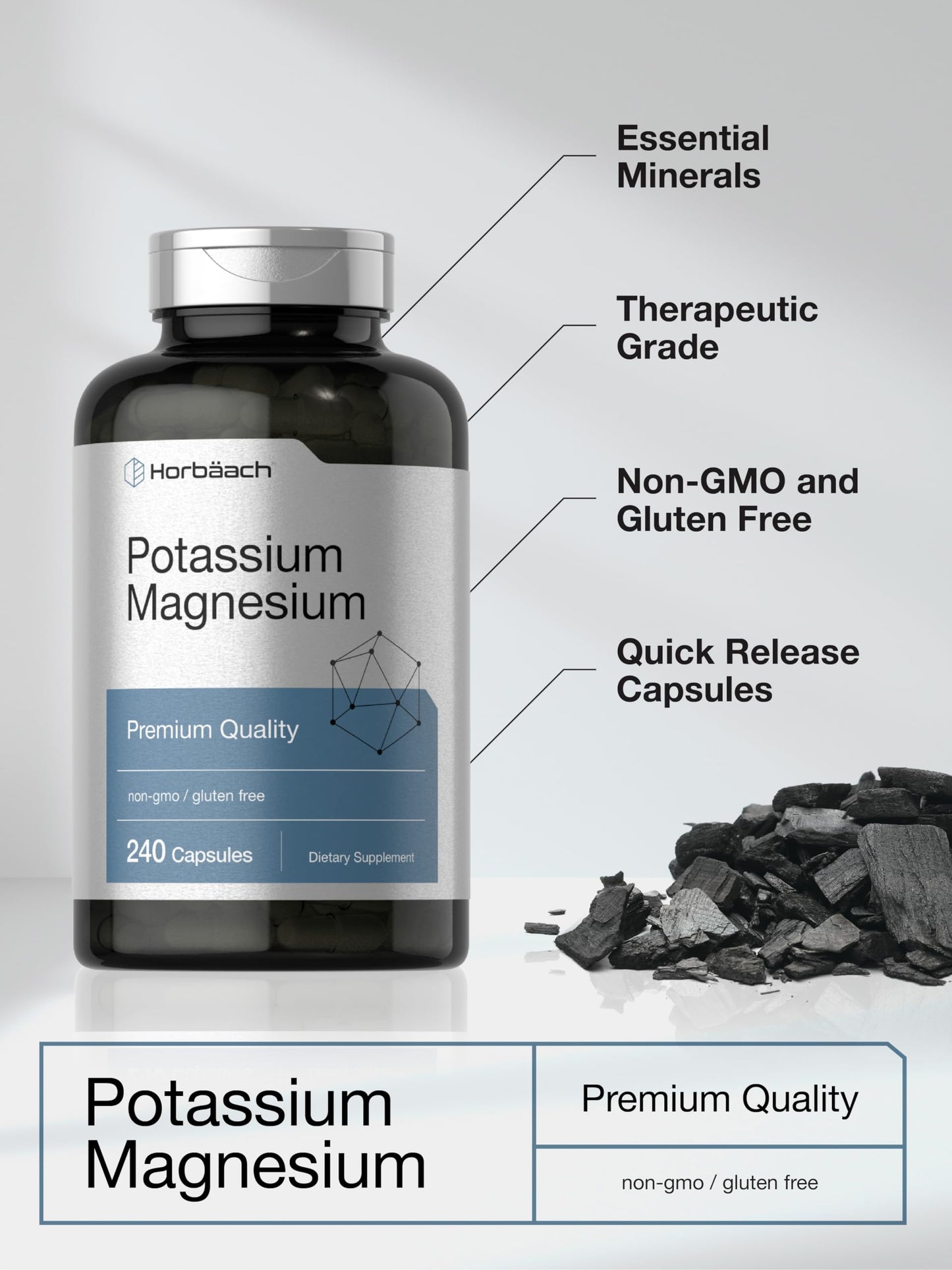 Horbäach Potassium Magnesium Supplement 240 Capsules
