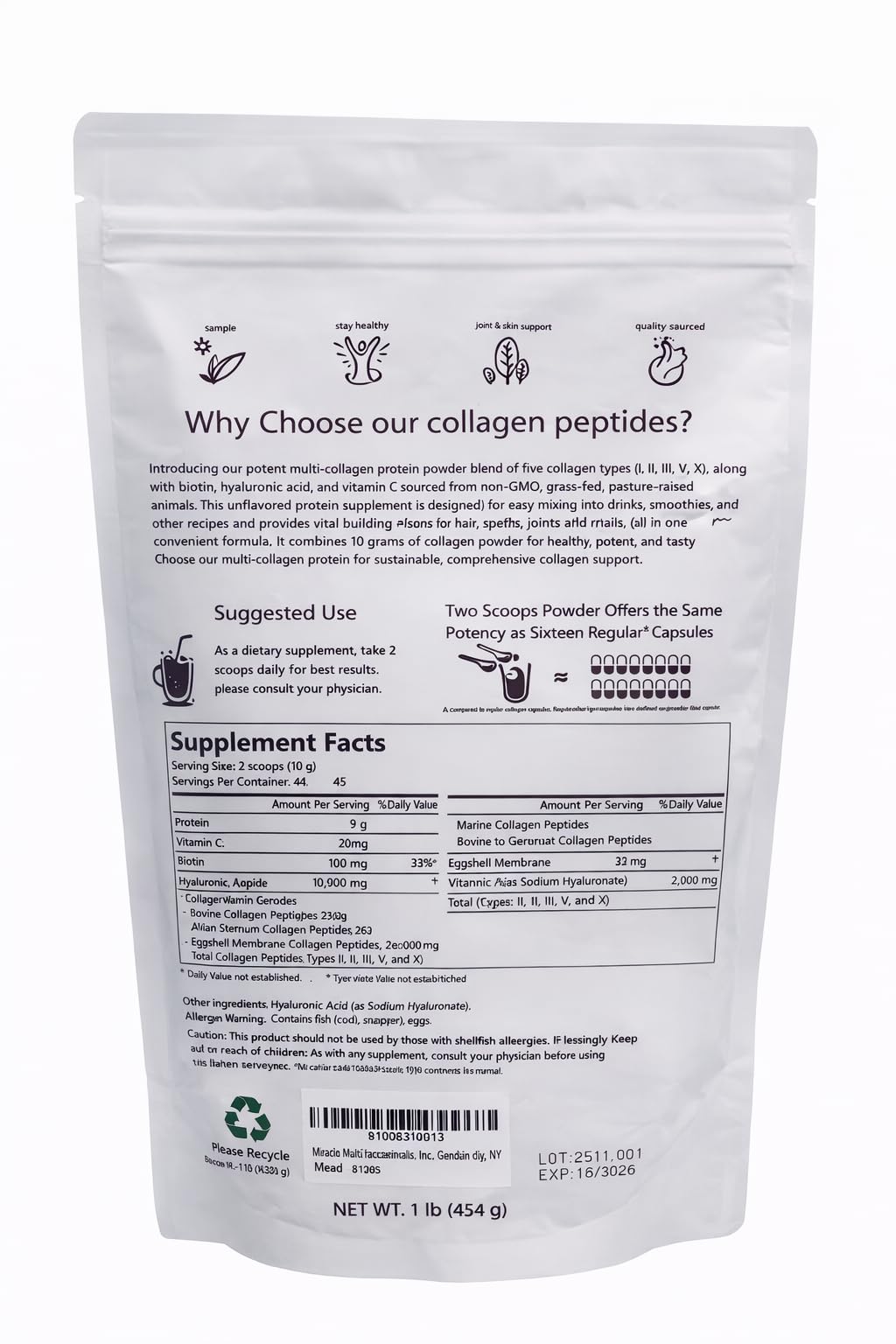 Generic Miracle Multi Collagen Protein Powder, Powder, 1