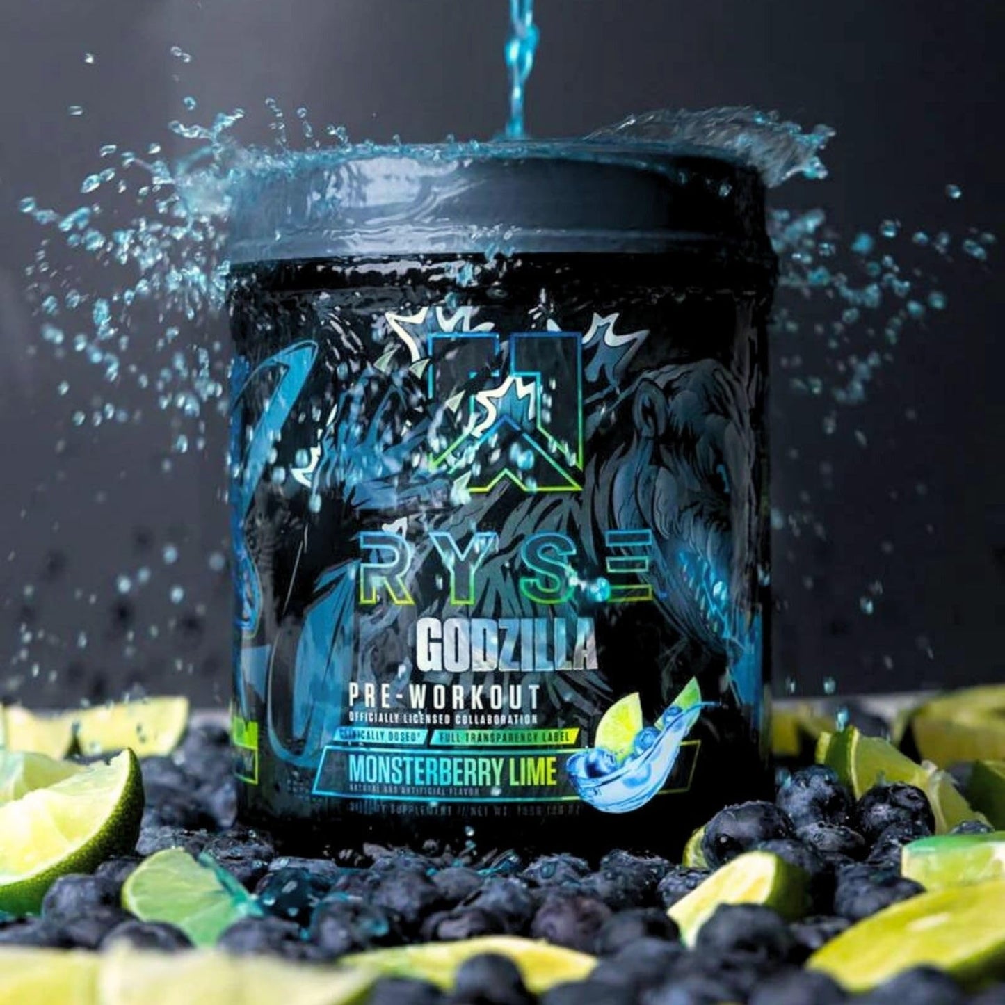 RYSE Up Supplements Godzilla X Noel Deyzel Pre Workout Powder - Monsterberry Lime - 28 Servings