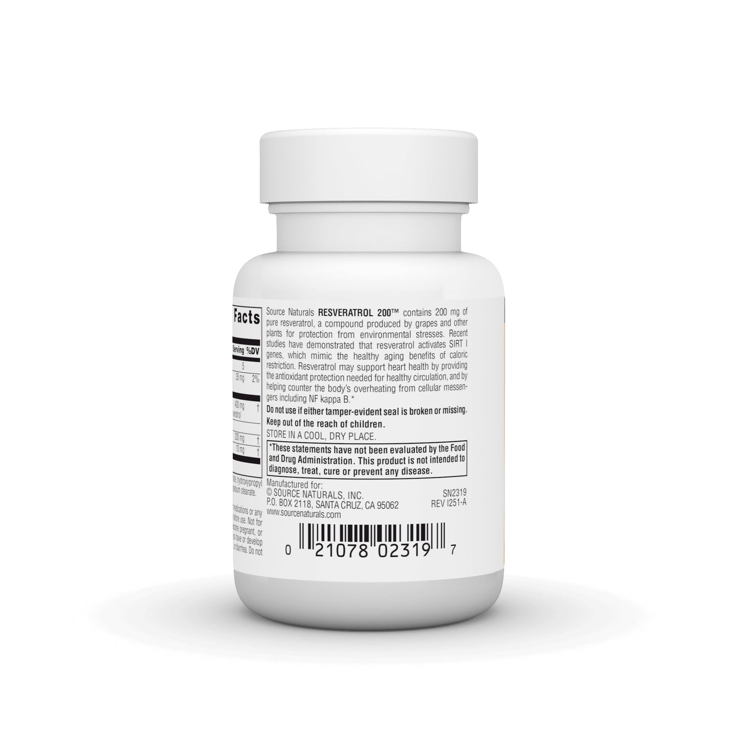 Source Naturals Resveratrol 200 mg for Heart and Healthy Aging, 30 Capsules